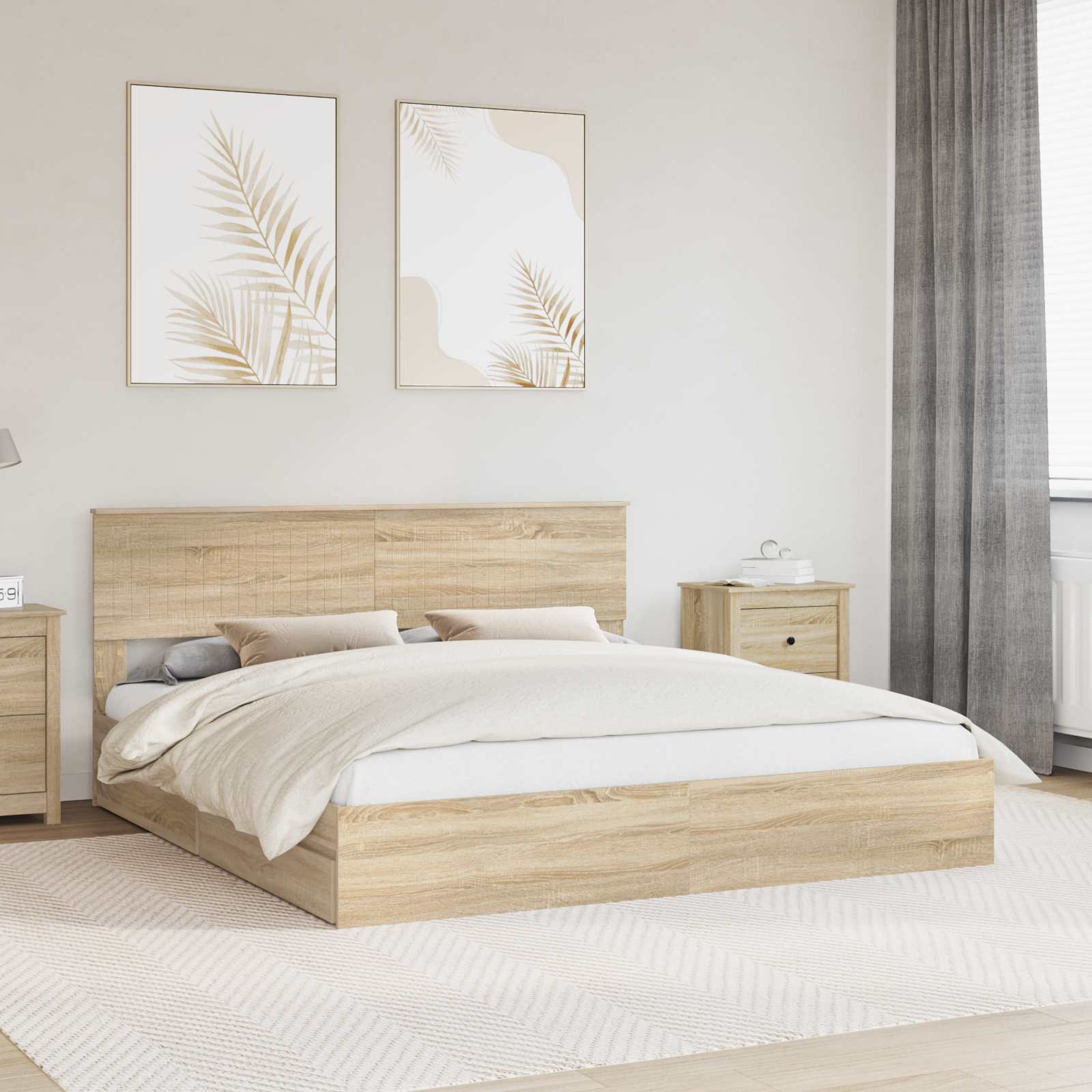 Lit de Rangement Chêne Sonoma 180 x 200 cm Bois d'ingénierie - XIOS