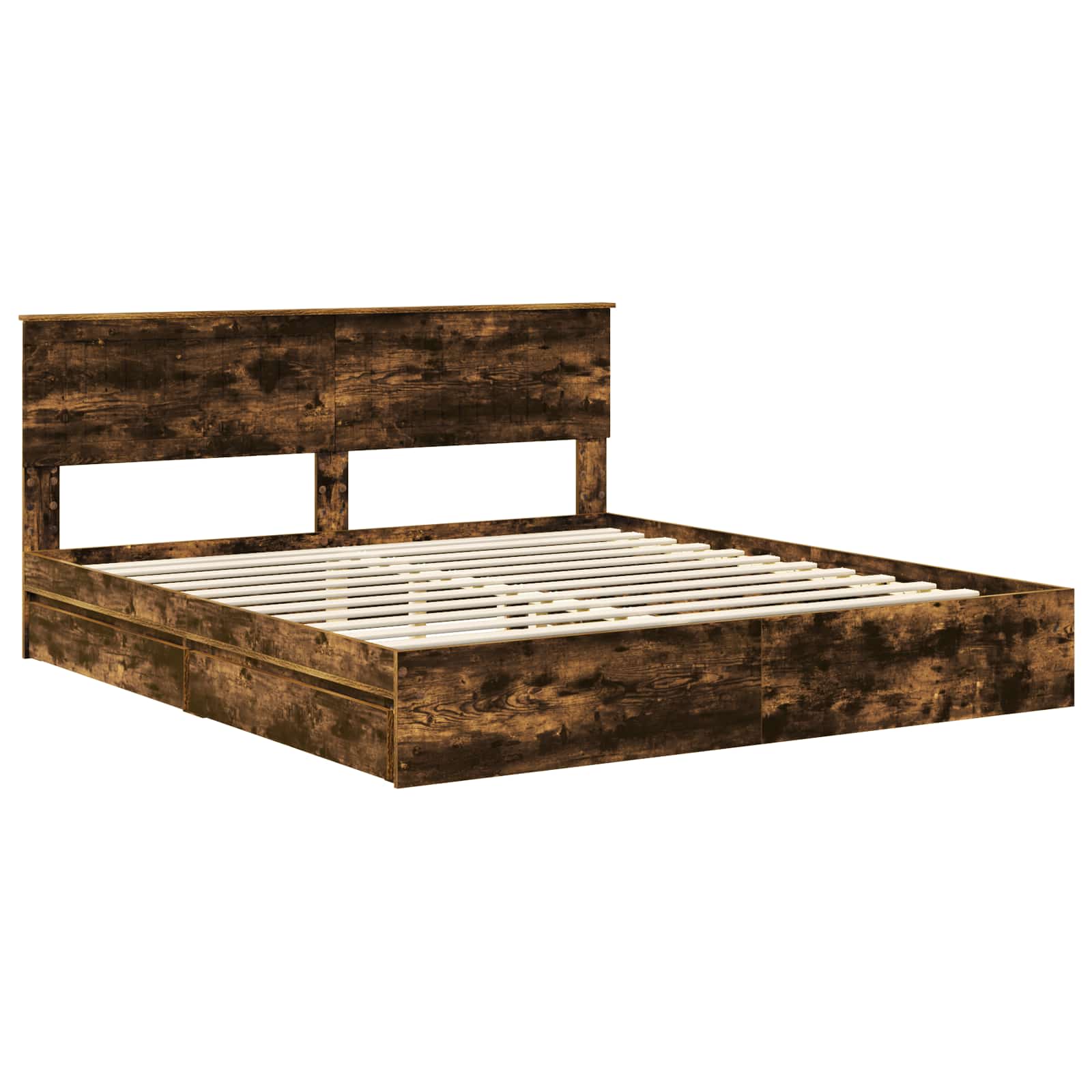 Lit de Rangement Chêne fumé 180 x 200 cm Bois d'ingénierie - XIOS