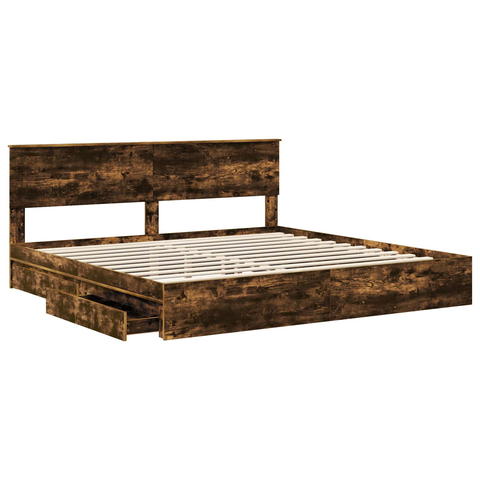 Lit de Rangement Chêne fumé 180 x 200 cm Bois d'ingénierie - XIOS