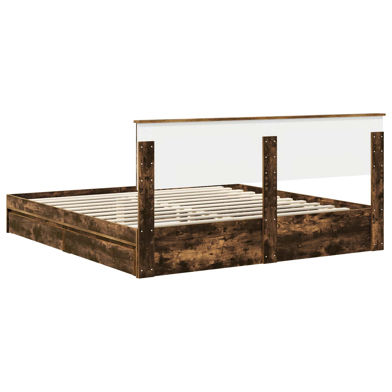 Lit de Rangement Chêne fumé 180 x 200 cm Bois d'ingénierie - XIOS