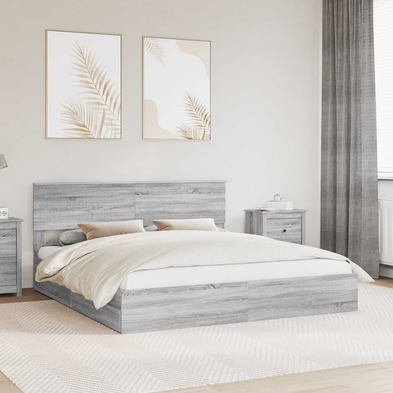 Lit de Rangement Gris Sonoma 180 x 200 cm Bois d'ingénierie - XIOS