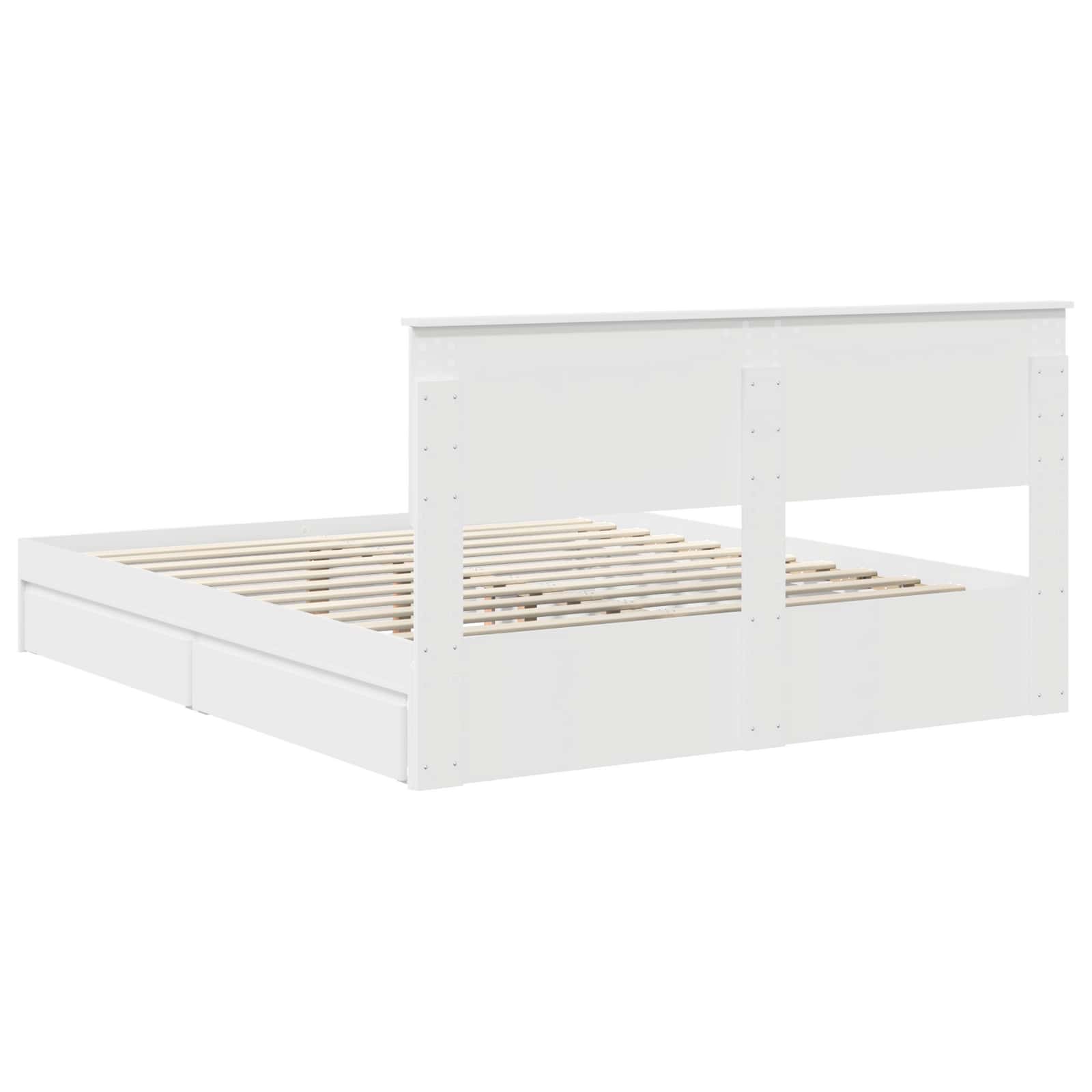 Lit de Rangement Réglable Blanc 160 x 200 cm Bois d'ingénierie