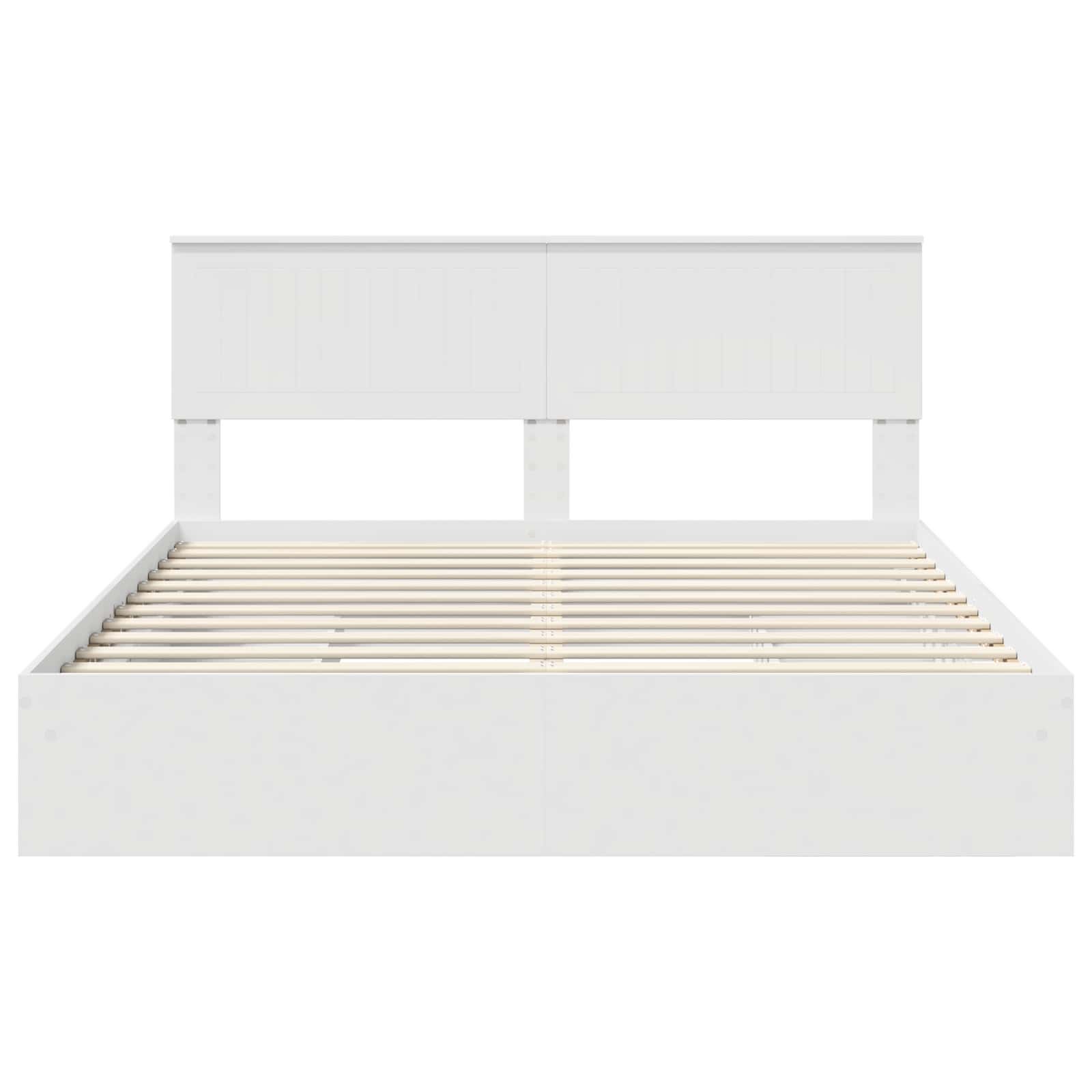 Lit de Rangement Réglable Blanc 160 x 200 cm Bois d'ingénierie