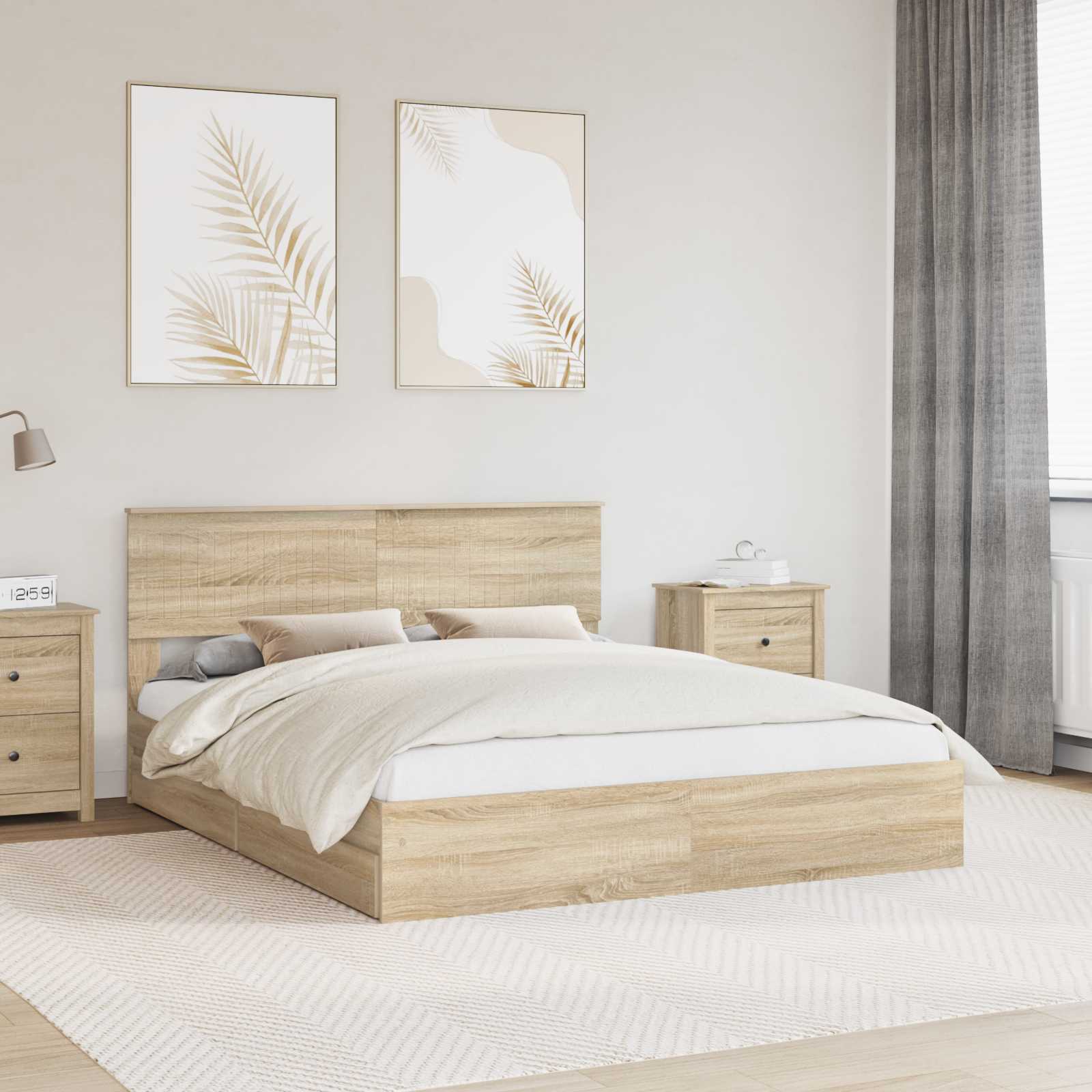 Lit de Rangement Chêne Sonoma 160 x 200 cm Bois d'ingénierie - XIOS