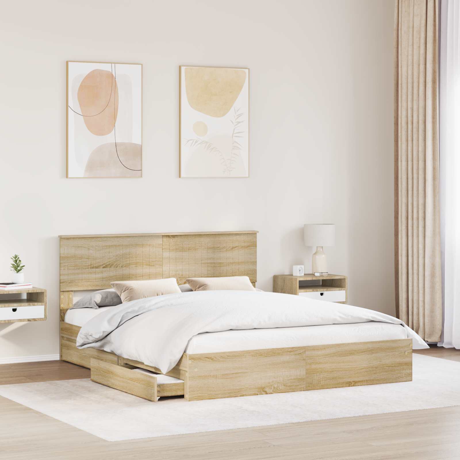 Lit de Rangement Chêne Sonoma 160 x 200 cm Bois d'ingénierie - XIOS