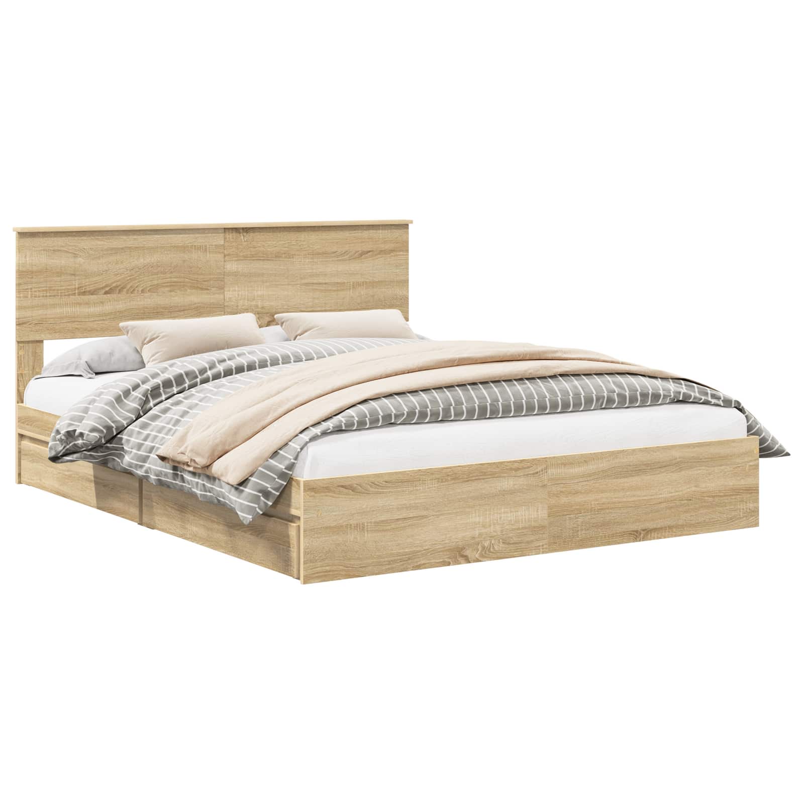 Lit de Rangement Chêne Sonoma 160 x 200 cm Bois d'ingénierie