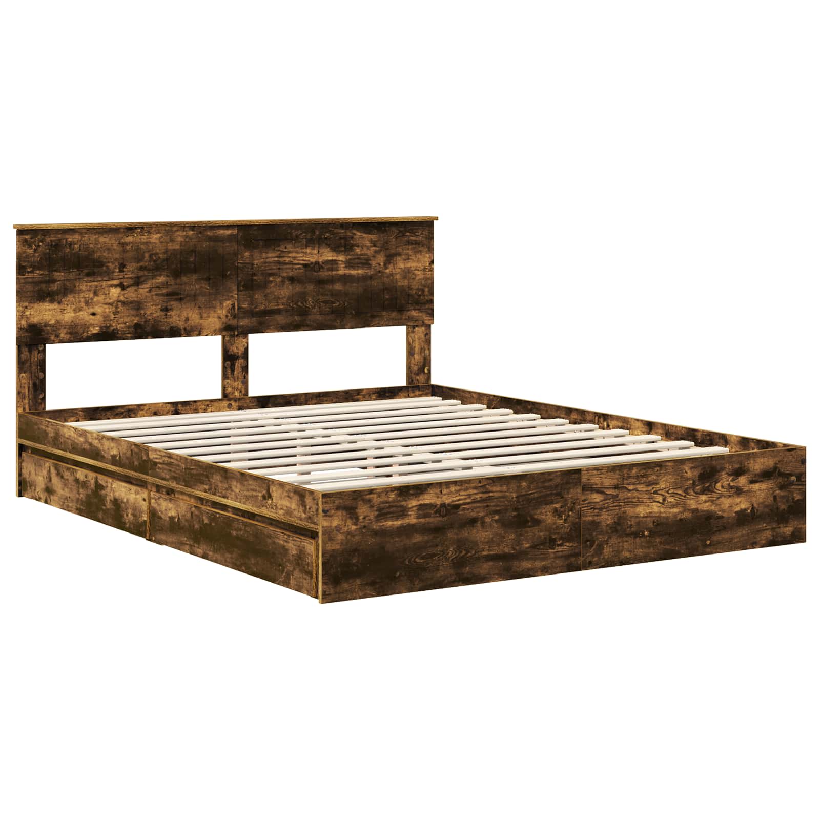 Lit de Rangement Chêne fumé 160 x 200 cm Bois d'ingénierie - XIOS