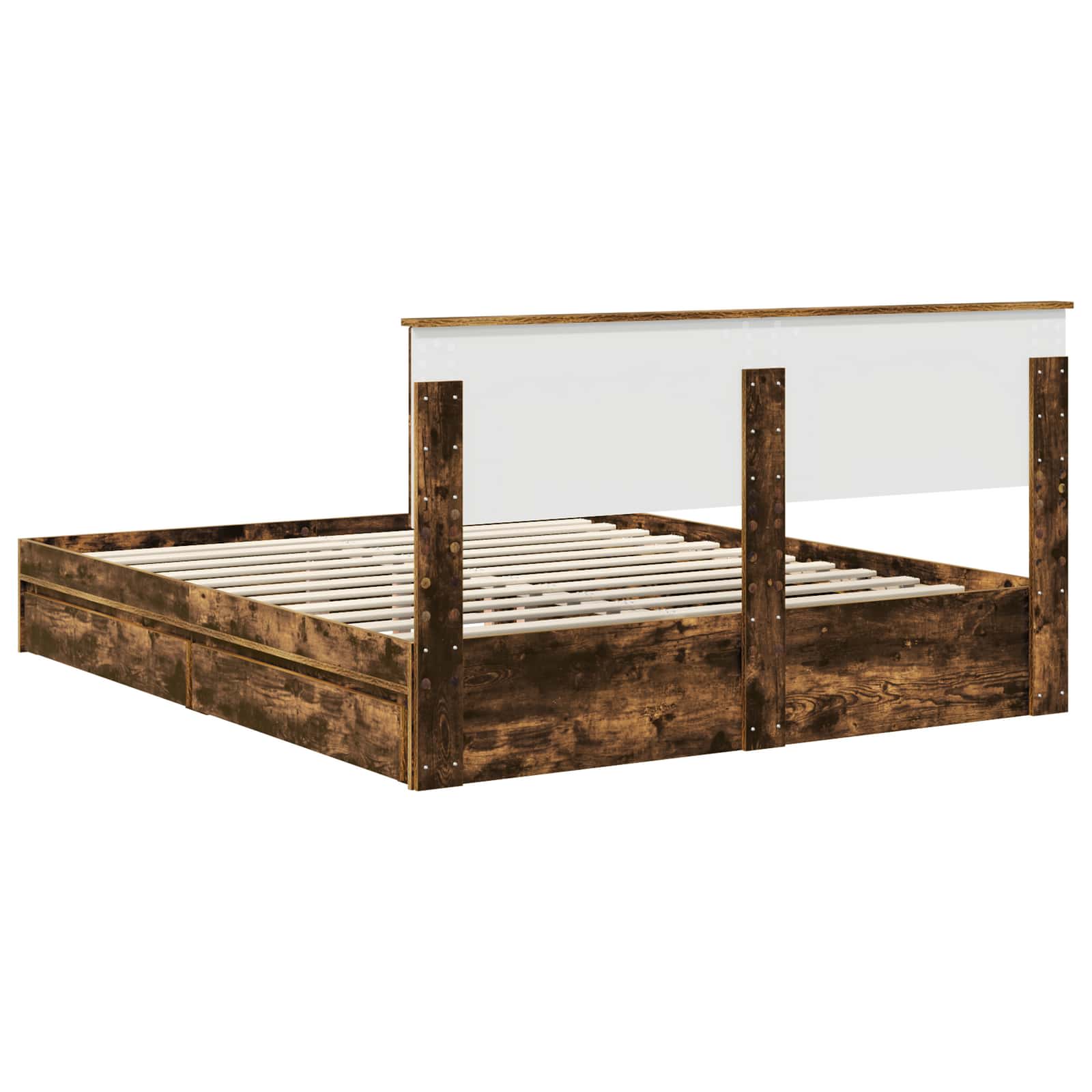 Lit de Rangement Chêne fumé 160 x 200 cm Bois d'ingénierie - XIOS