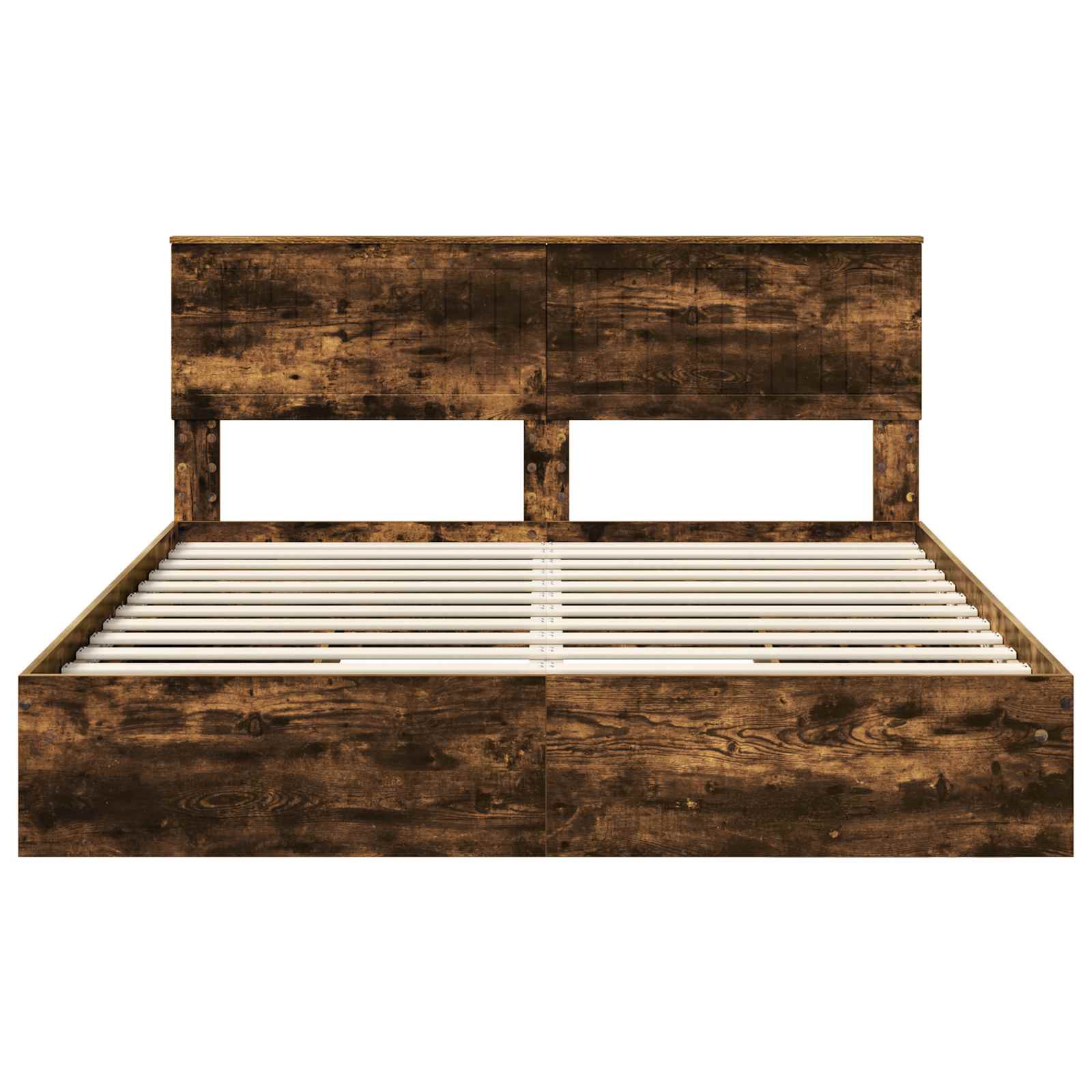 Lit de Rangement Chêne fumé 160 x 200 cm Bois d'ingénierie - XIOS