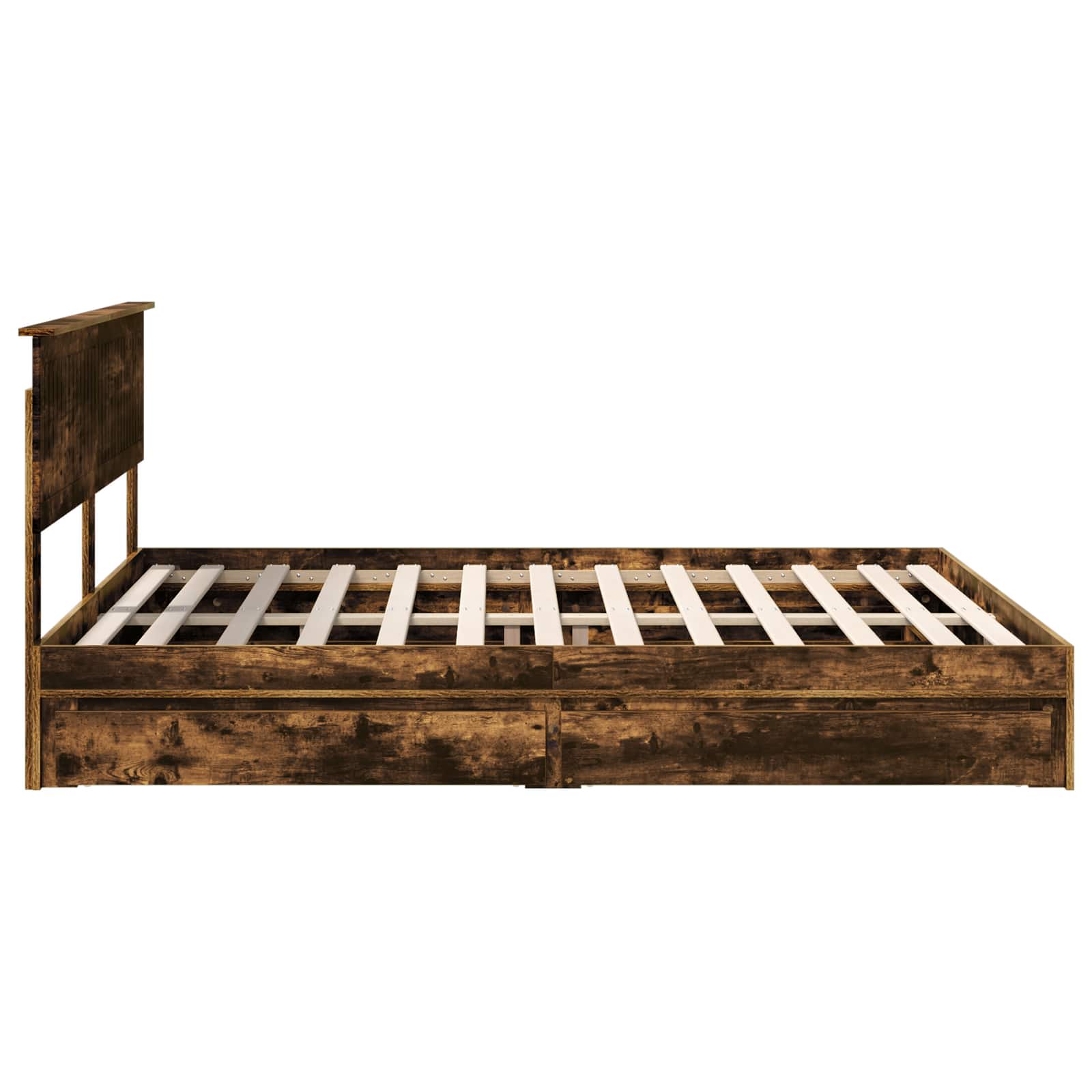 Lit de Rangement Chêne fumé 160 x 200 cm Bois d'ingénierie - XIOS