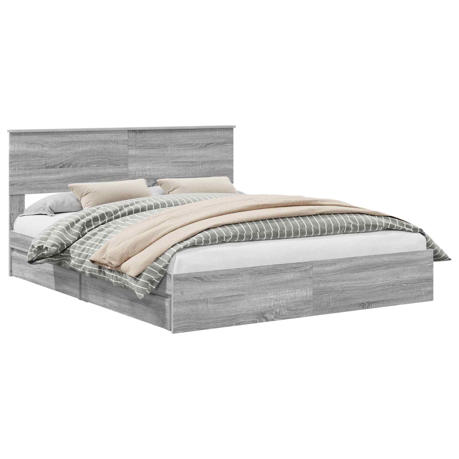 Lit de Rangement Gris Sonoma 160 x 200 cm Bois d'ingénierie