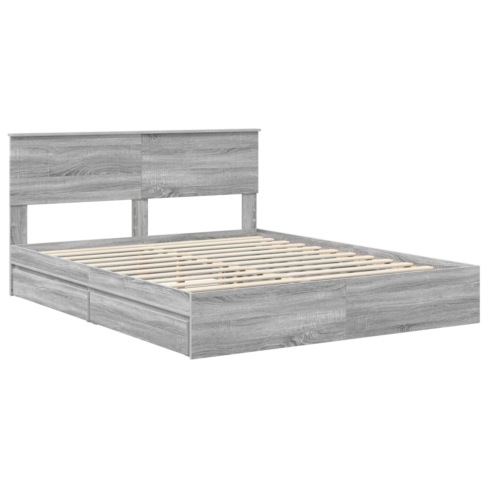 Lit de Rangement Gris Sonoma 160 x 200 cm Bois d'ingénierie - XIOS
