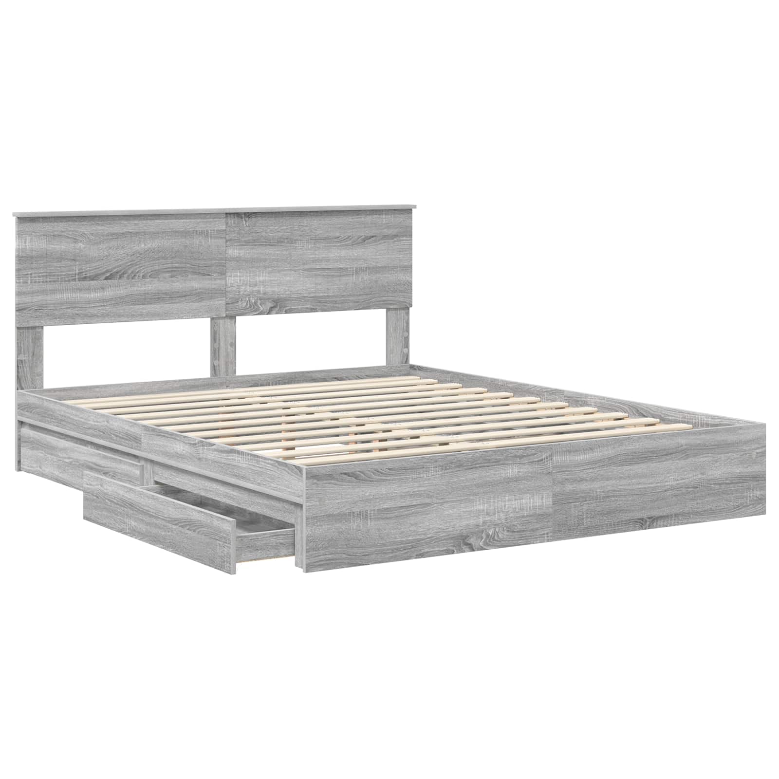 Lit de Rangement Gris Sonoma 160 x 200 cm Bois d'ingénierie - XIOS