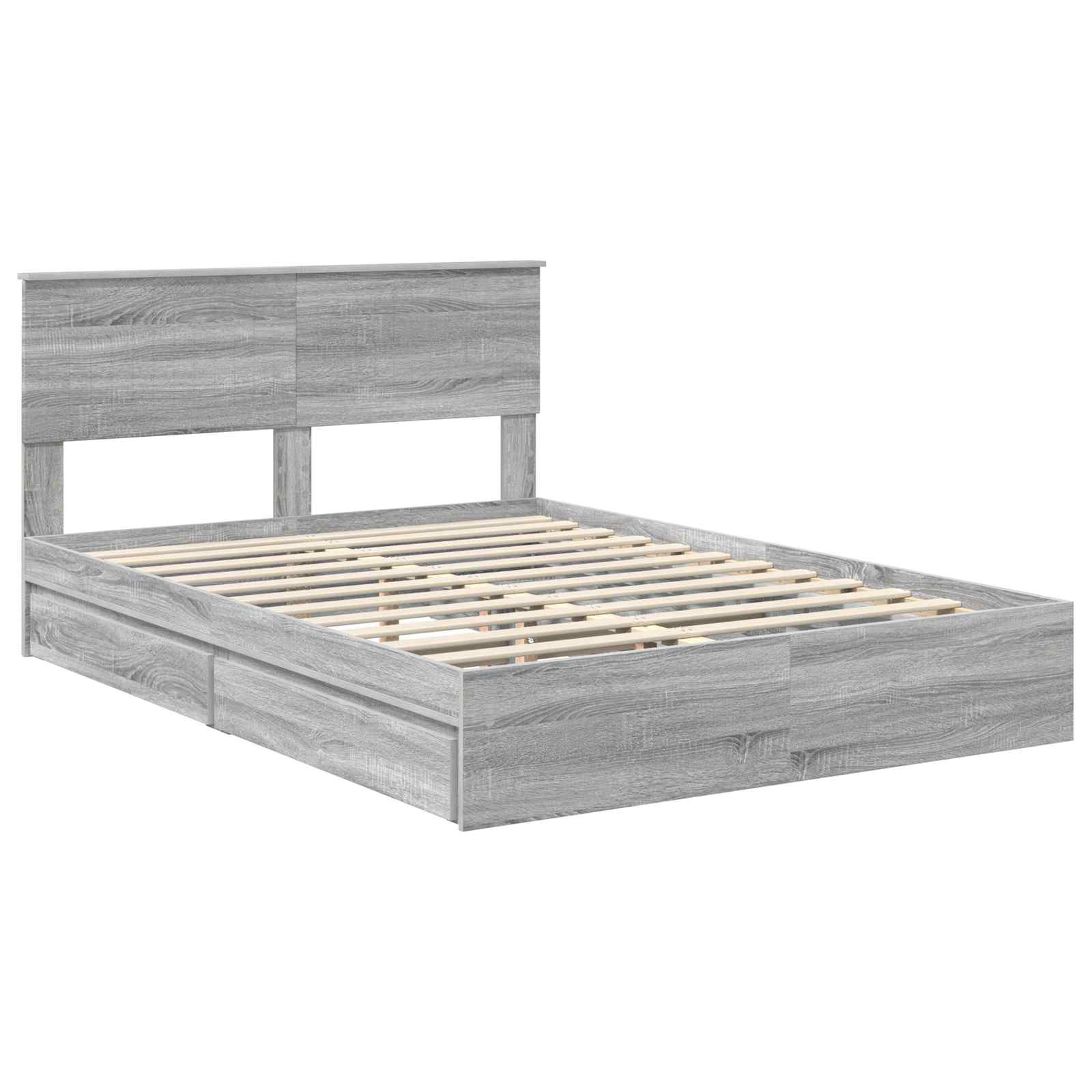 Lit de Rangement Gris Sonoma 140 x 200 cm Bois d'ingénierie - XIOS