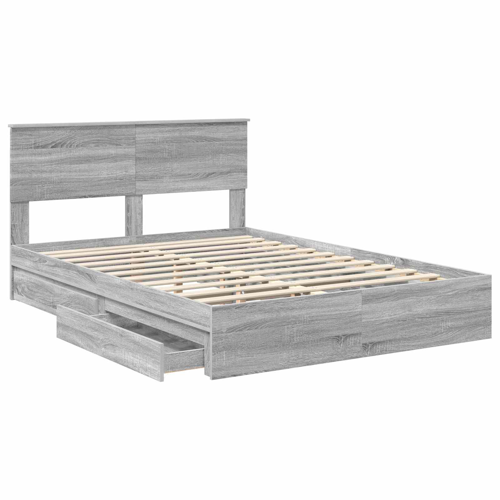 Lit de Rangement Gris Sonoma 140 x 200 cm Bois d'ingénierie - XIOS