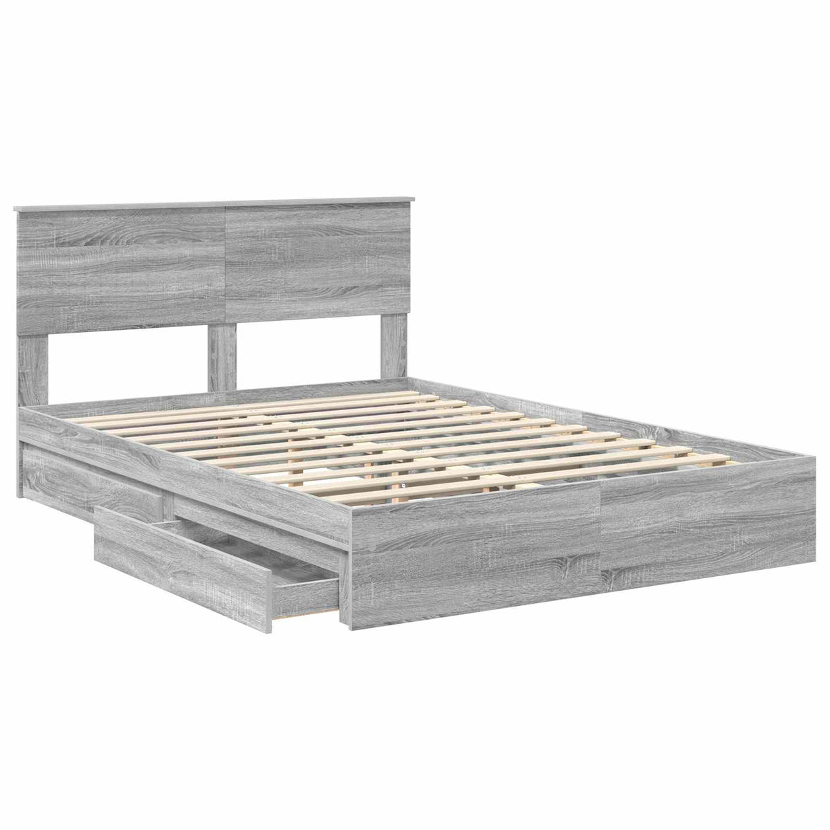 Lit de Rangement Gris Sonoma 140 x 200 cm Bois d'ingénierie
