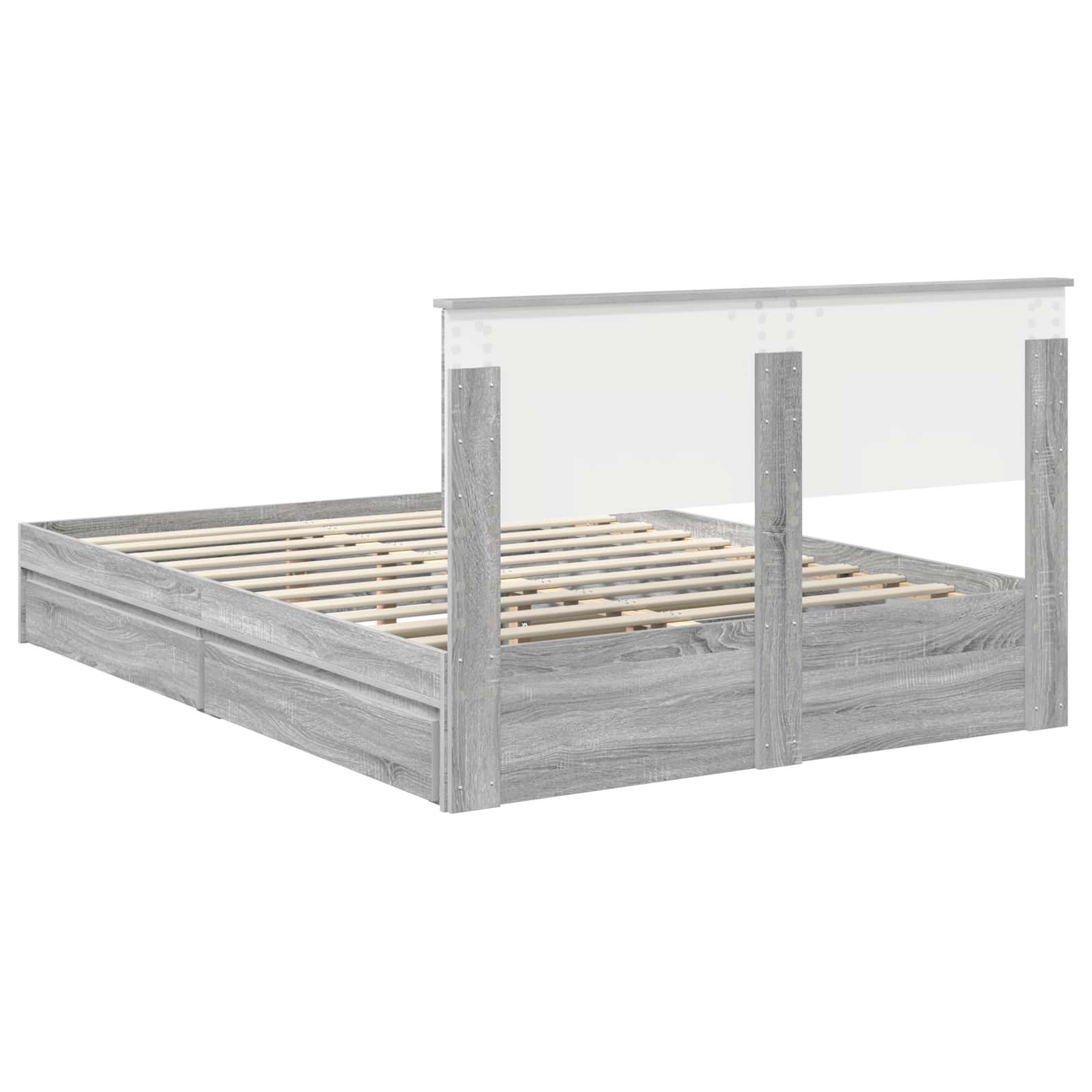 Lit de Rangement Gris Sonoma 140 x 200 cm Bois d'ingénierie - XIOS