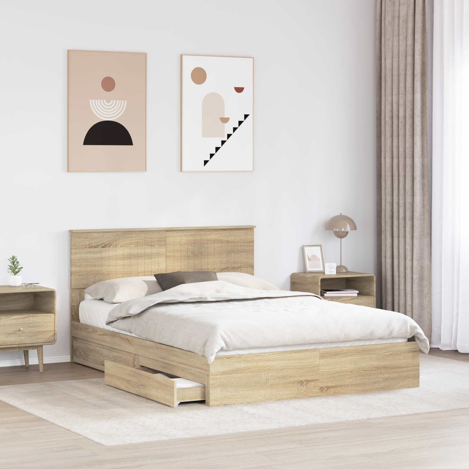 Lit de Rangement Chêne Sonoma 135 x 190 cm Bois d'ingénierie - XIOS