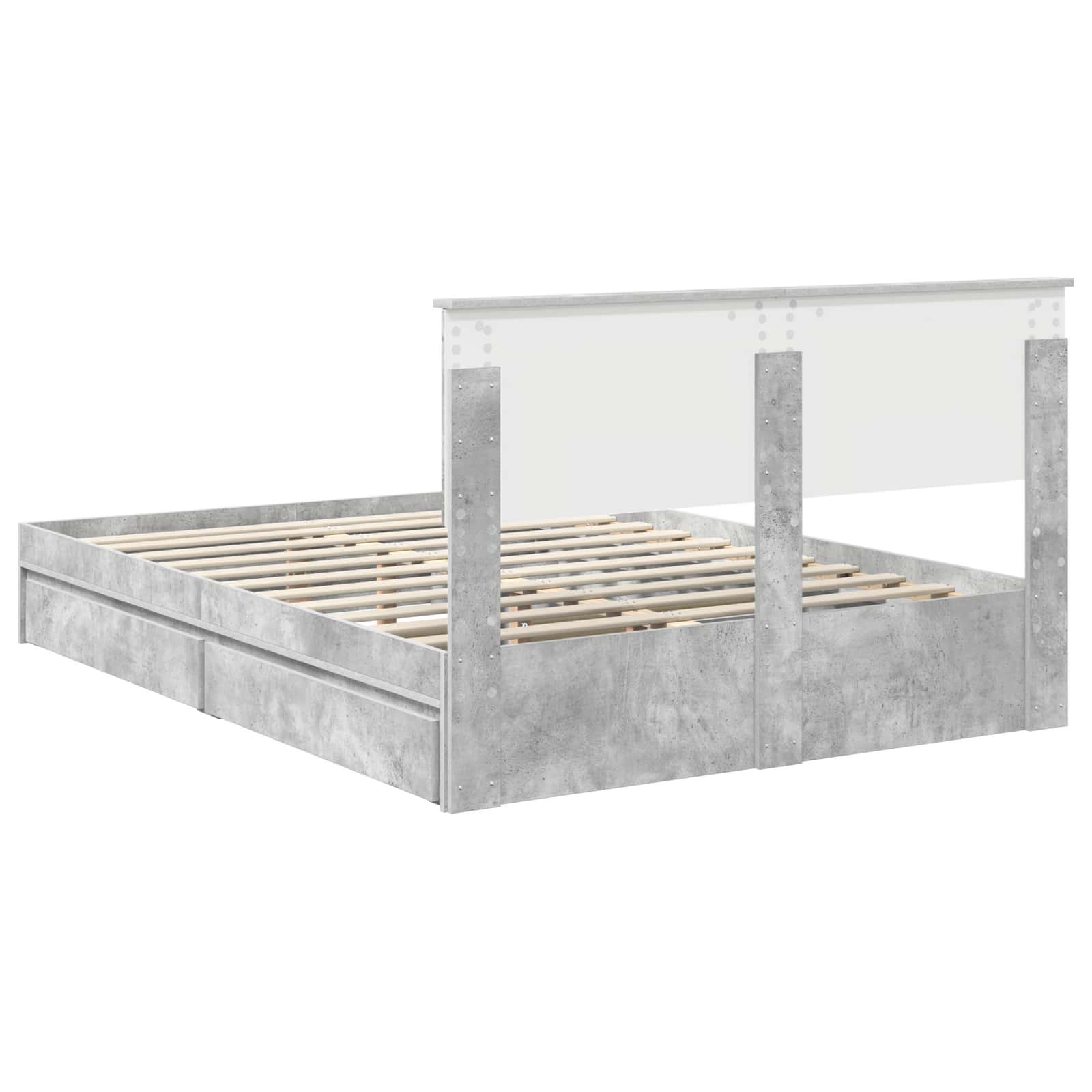 Lit de Rangement Gris béton 135 x 190 cm Bois d'ingénierie - XIOS