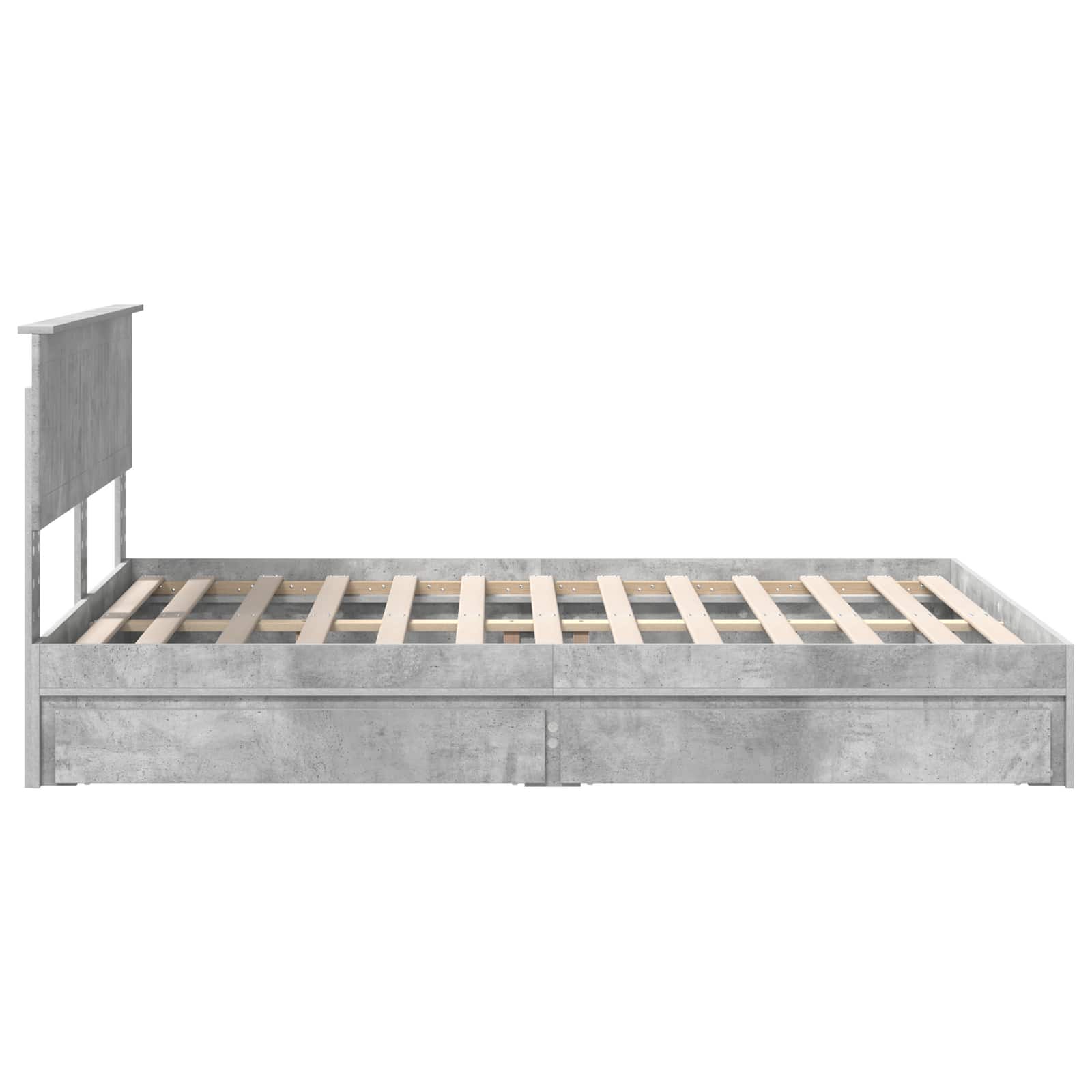 Lit de Rangement Gris béton 135 x 190 cm Bois d'ingénierie - XIOS