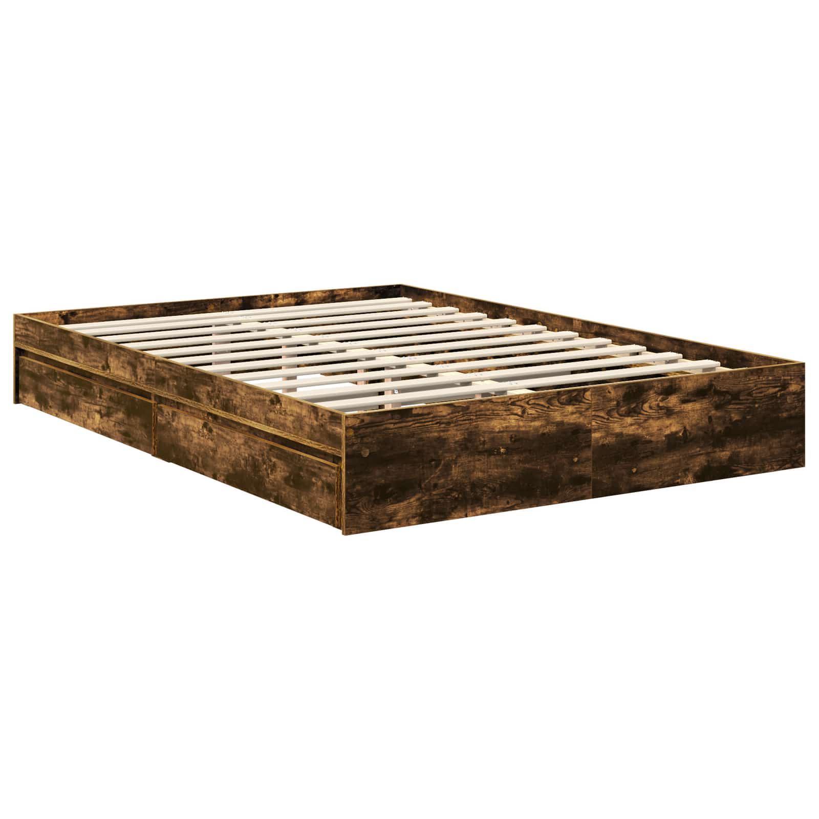 Lit de Rangement Chêne fumé 135 x 190 cm Bois d'ingénierie - XIOS