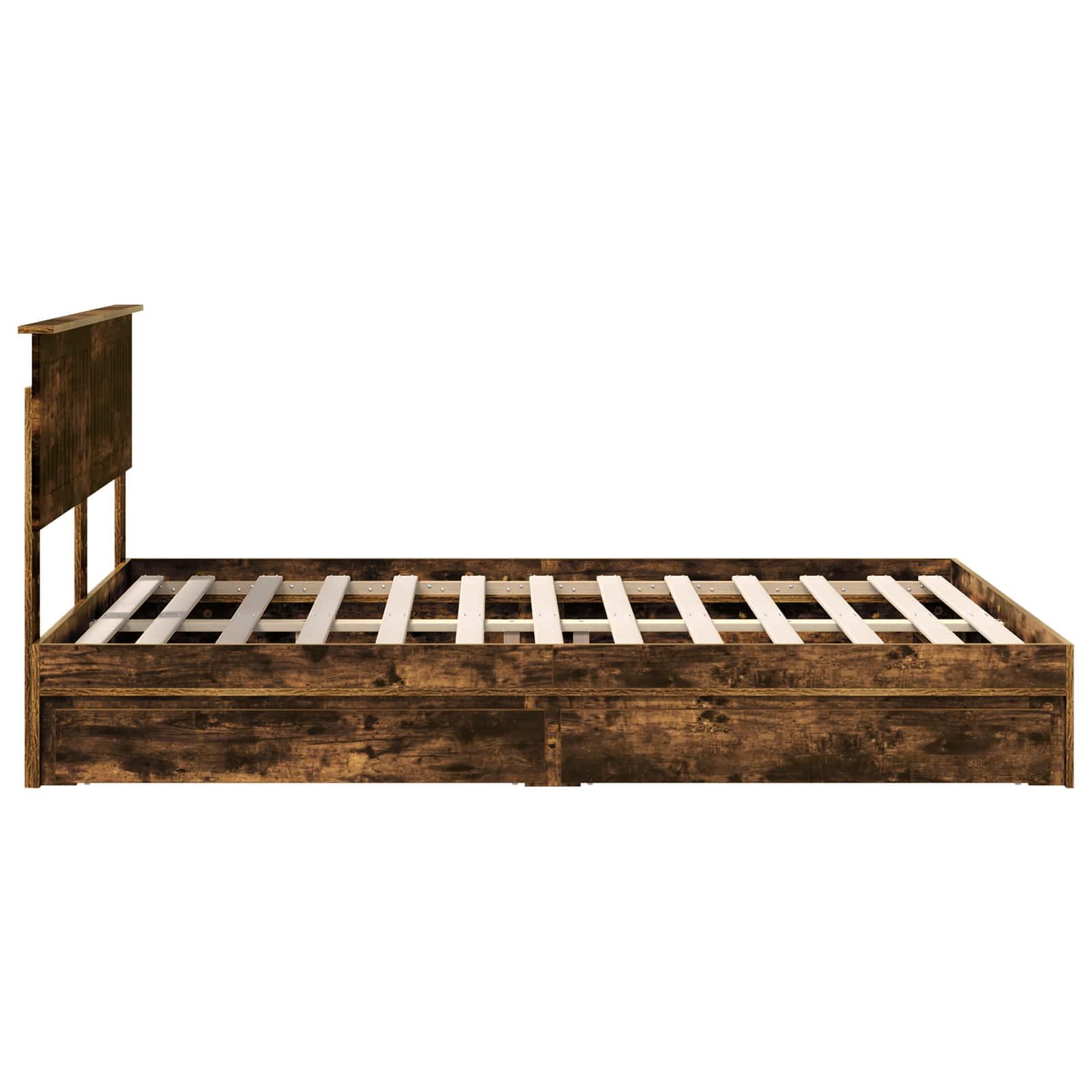 Lit de Rangement Chêne fumé 135 x 190 cm Bois d'ingénierie - XIOS