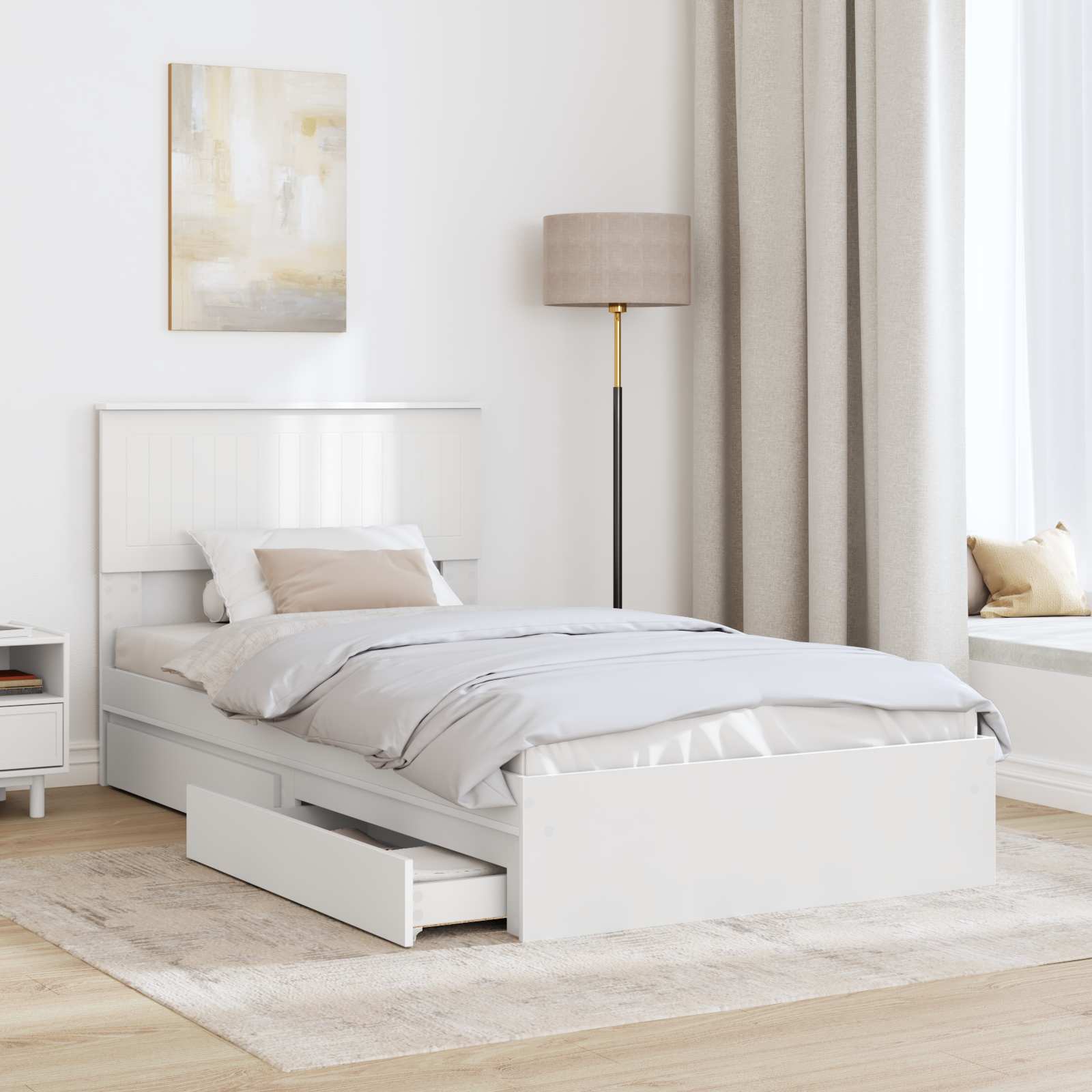 Lit de Rangement Blanc 100 x 200 cm Bois d'ingénierie - XIOS