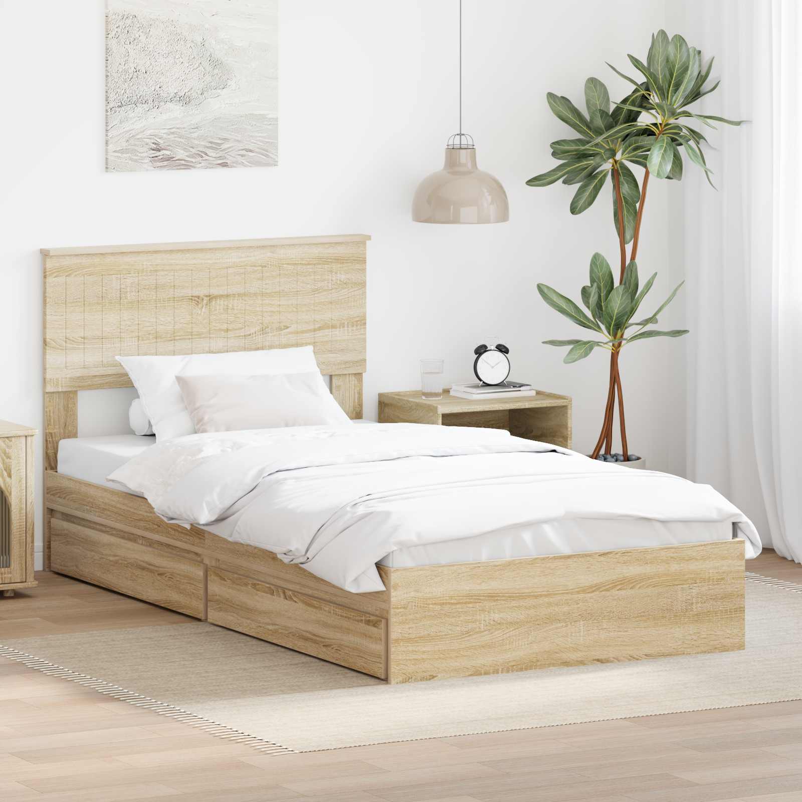 Lit de Rangement Chêne Sonoma 100 x 200 cm Bois d'ingénierie - XIOS