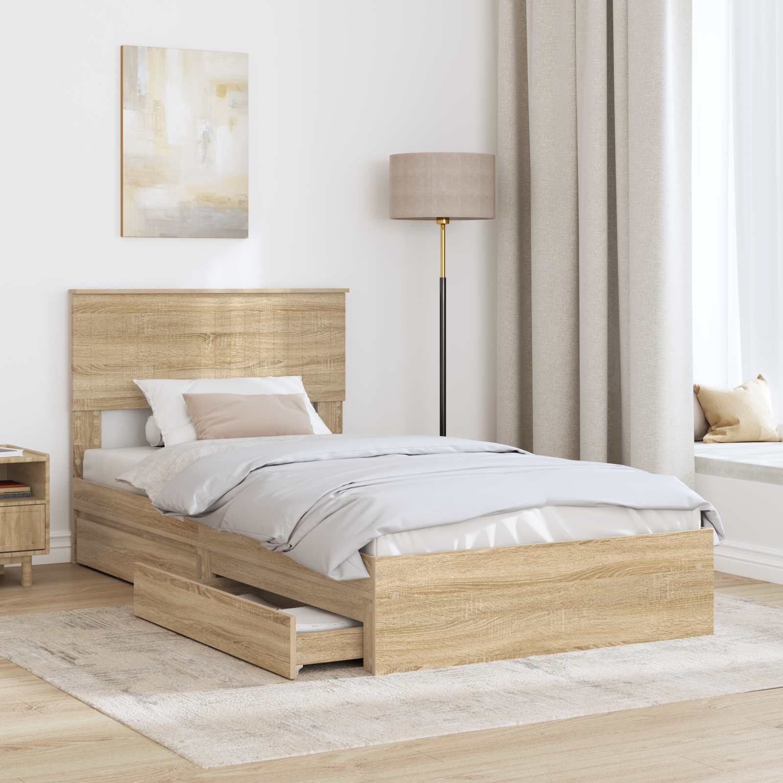 Lit de Rangement Chêne Sonoma 100 x 200 cm Bois d'ingénierie - XIOS