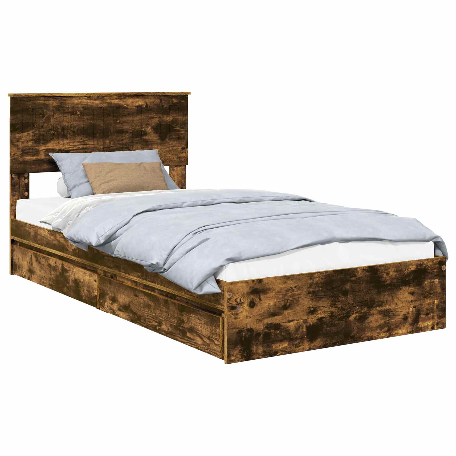 Lit de Rangement Chêne fumé 100 x 200 cm Bois d'ingénierie - XIOS
