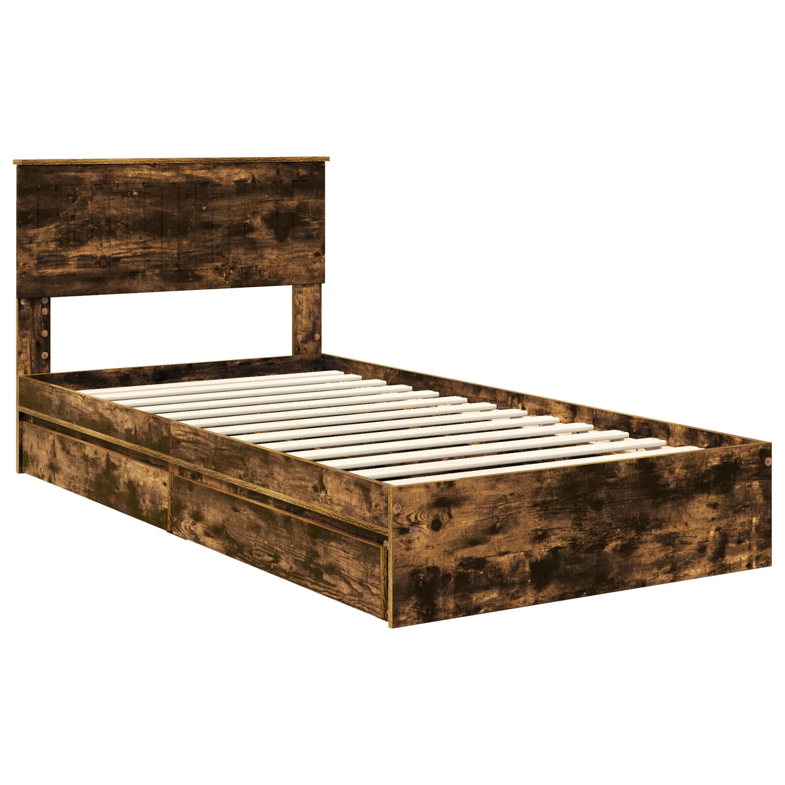 Lit de Rangement Chêne fumé 100 x 200 cm Bois d'ingénierie - XIOS