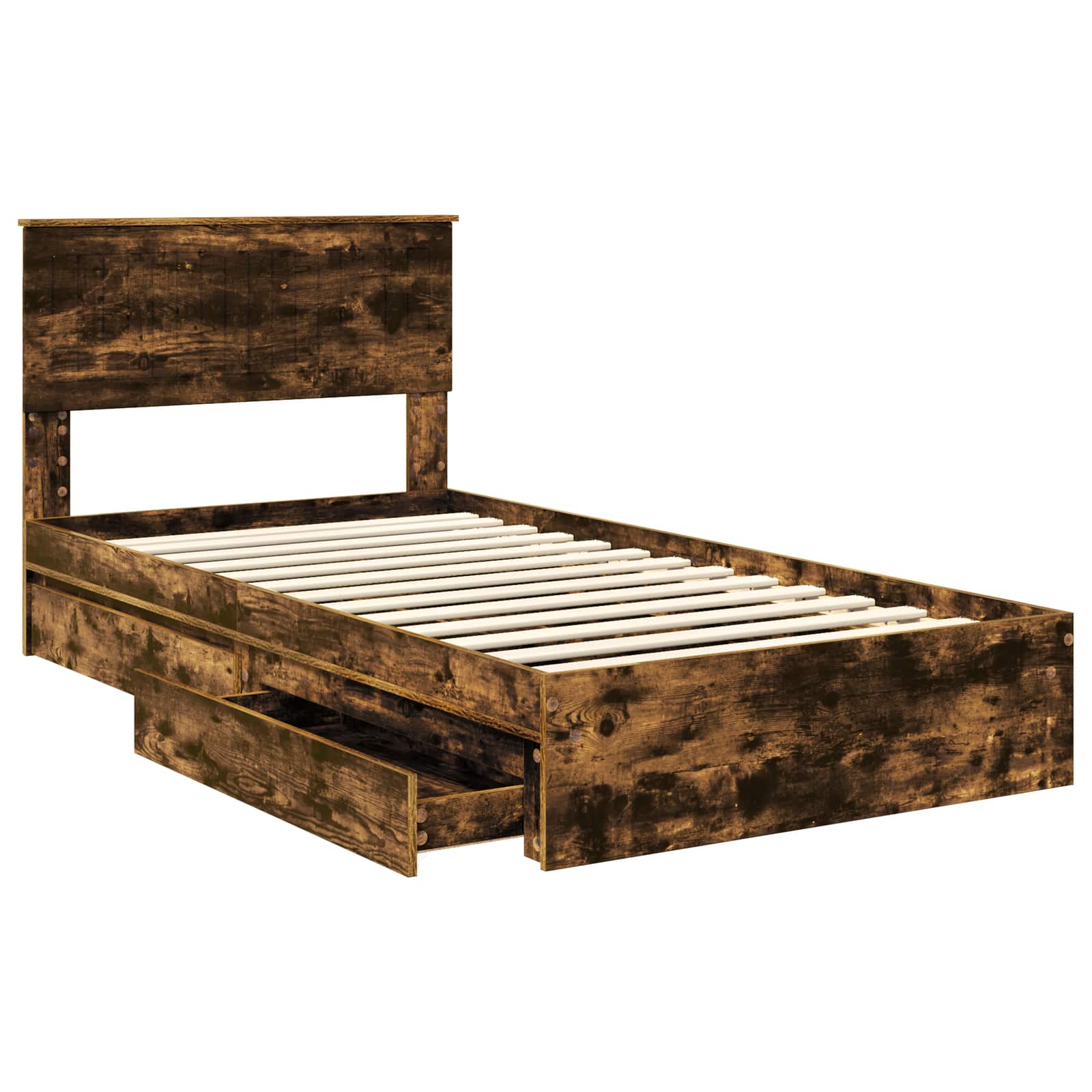 Lit de Rangement Chêne fumé 100 x 200 cm Bois d'ingénierie - XIOS