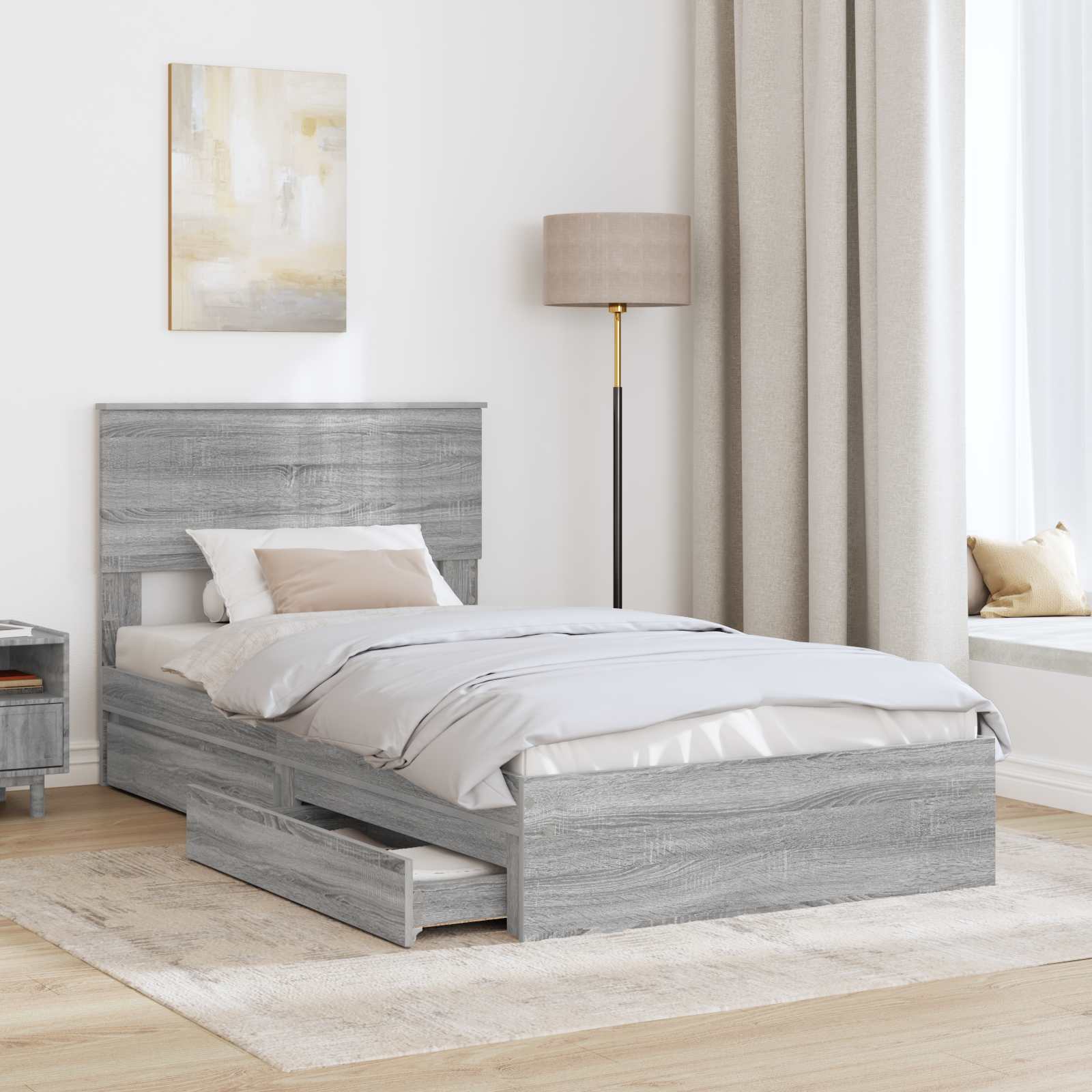 Lit de Rangement Gris Sonoma 100 x 200 cm Bois d'ingénierie - XIOS