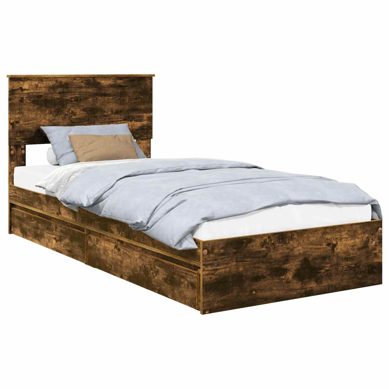 Lit de Rangement Chêne fumé 90 x 200 cm Bois d'ingénierie - XIOS