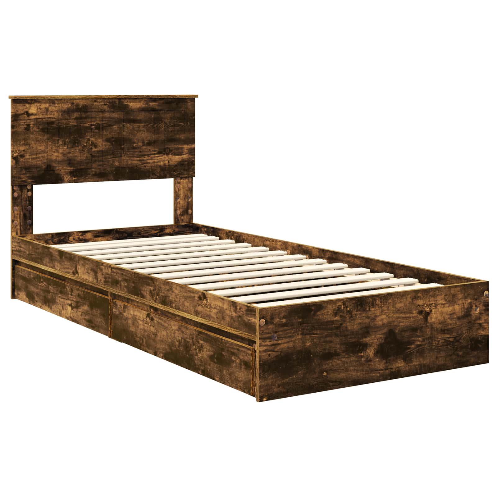 Lit de Rangement Chêne fumé 90 x 200 cm Bois d'ingénierie - XIOS