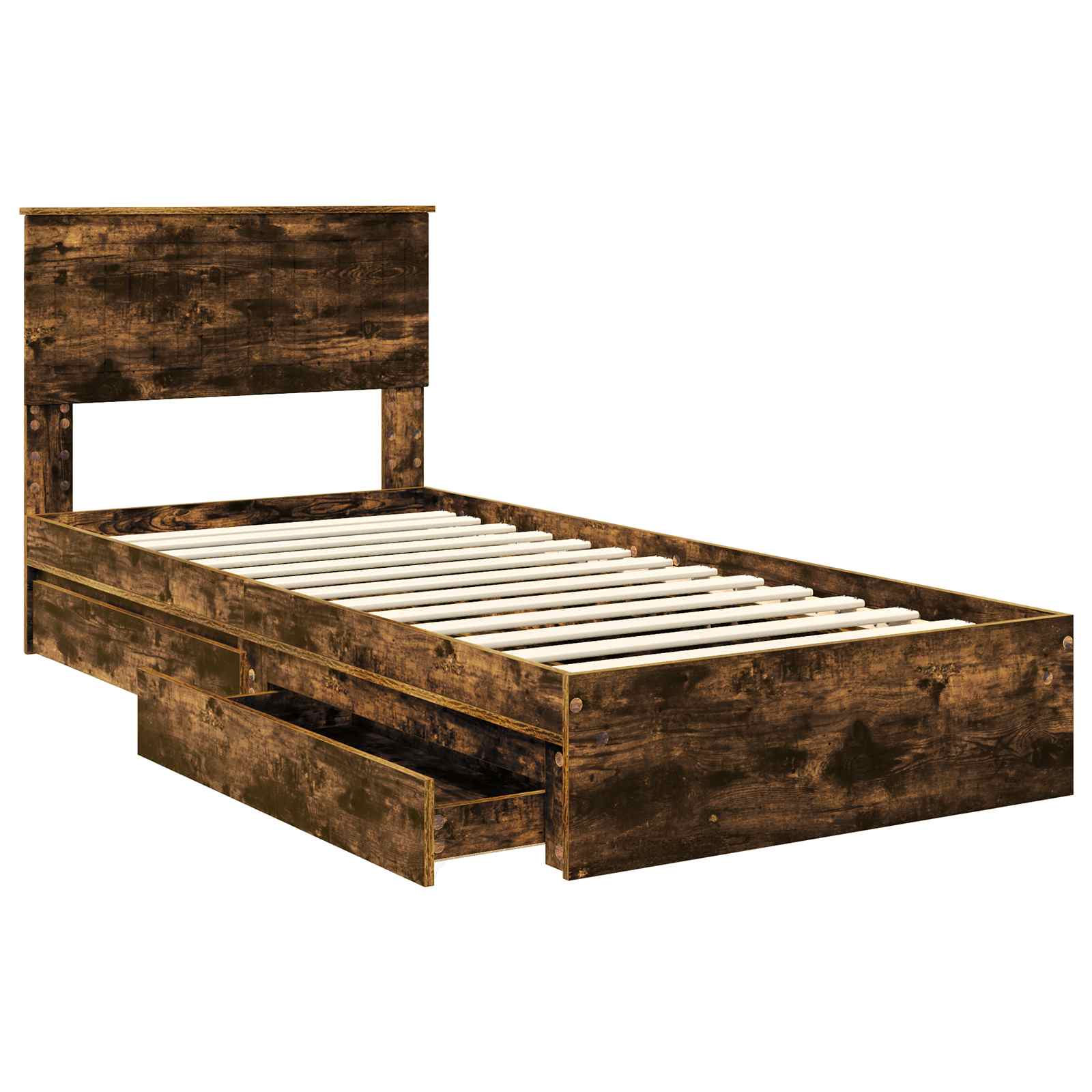 Lit de Rangement Chêne fumé 90 x 200 cm Bois d'ingénierie - XIOS