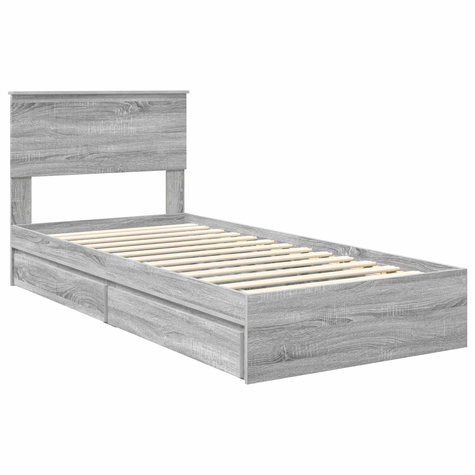 Lit de Rangement Gris Sonoma 90 x 200 cm Bois d'ingénierie - XIOS