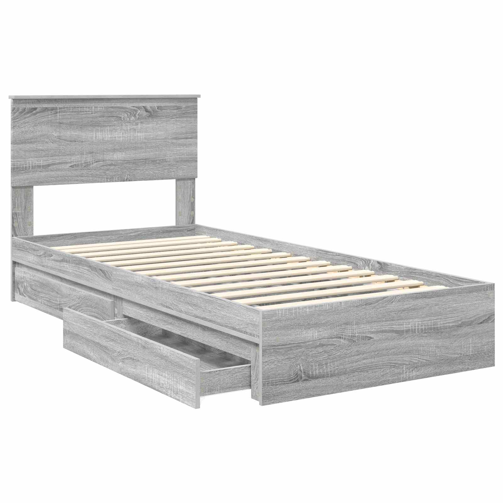 Lit de Rangement Gris Sonoma 90 x 200 cm Bois d'ingénierie - XIOS