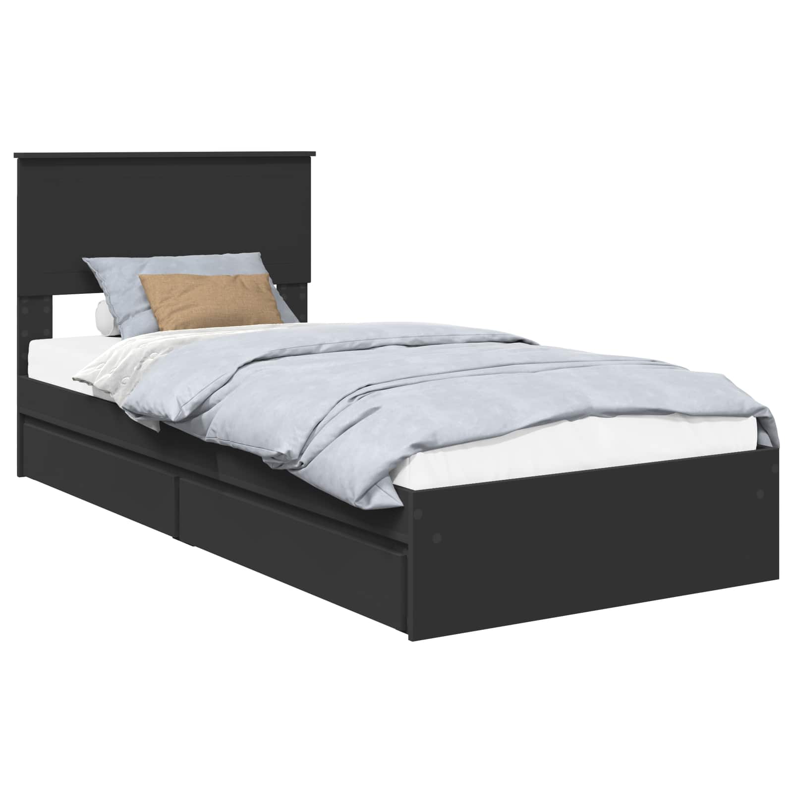 Lit de Rangement avec tiroir Noir 90 x 190 cm Bois d'ingénierie - XIOS