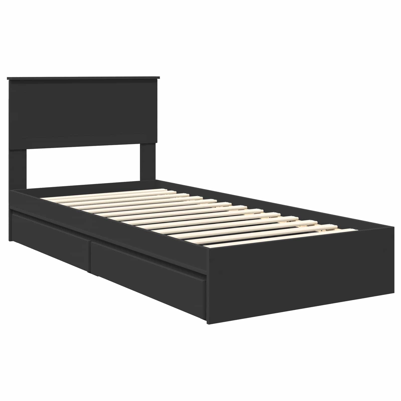 Lit de Rangement avec tiroir Noir 90 x 190 cm Bois d'ingénierie - XIOS
