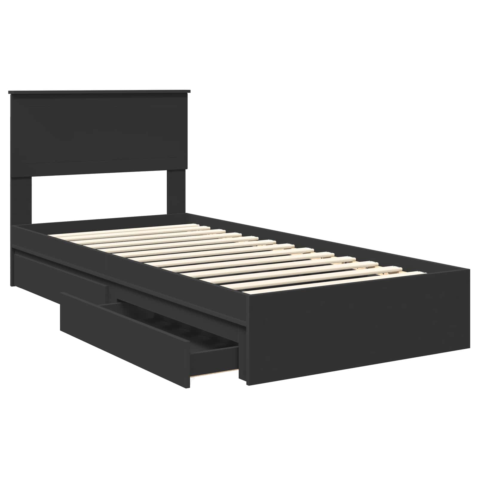 Lit de Rangement avec tiroir Noir 90 x 190 cm Bois d'ingénierie - XIOS