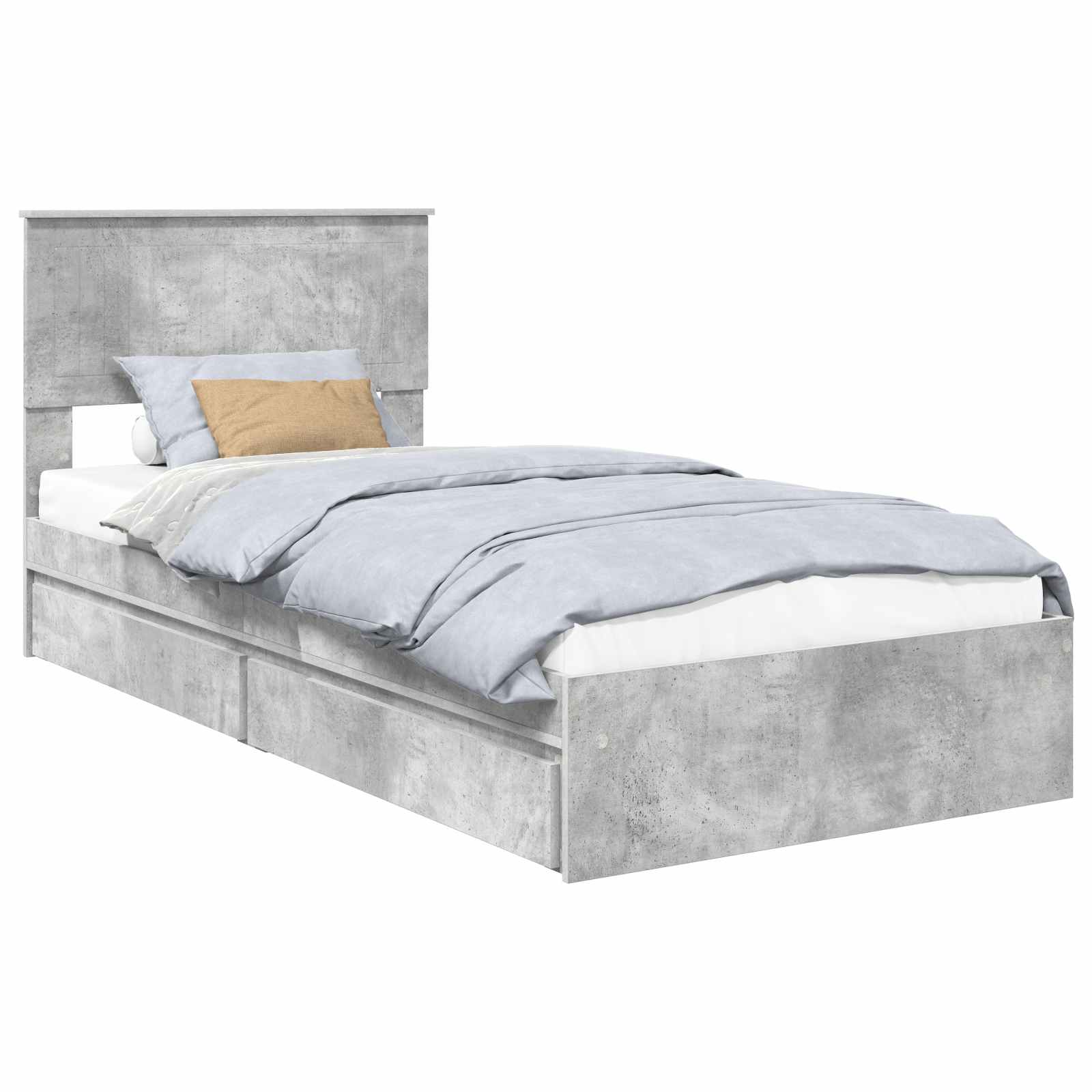 Lit de Rangement Gris béton 90 x 190 cm Bois d'ingénierie - XIOS