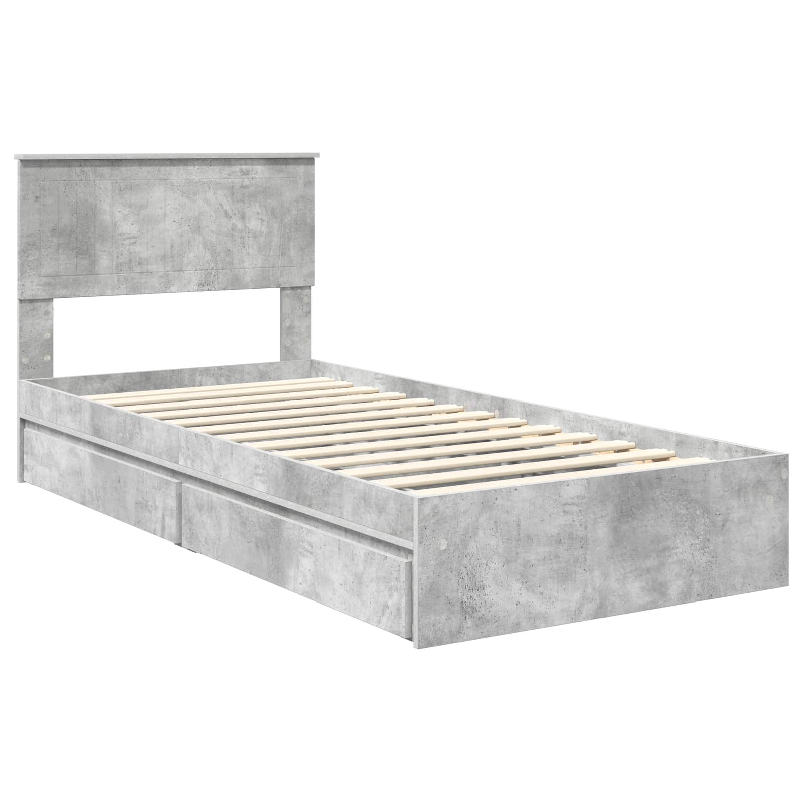 Lit de Rangement Gris béton 90 x 190 cm Bois d'ingénierie - XIOS