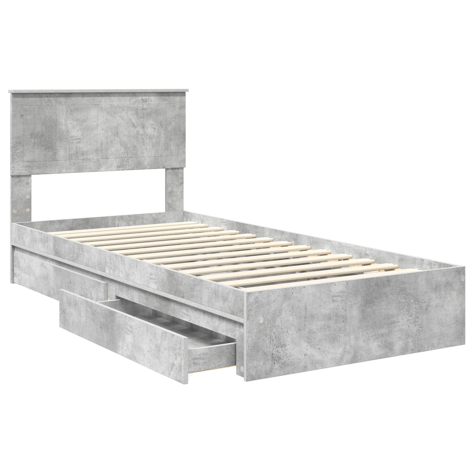 Lit de Rangement Gris béton 90 x 190 cm Bois d'ingénierie - XIOS