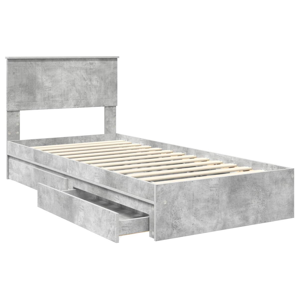 Lit de Rangement Gris béton 90 x 190 cm Bois d'ingénierie