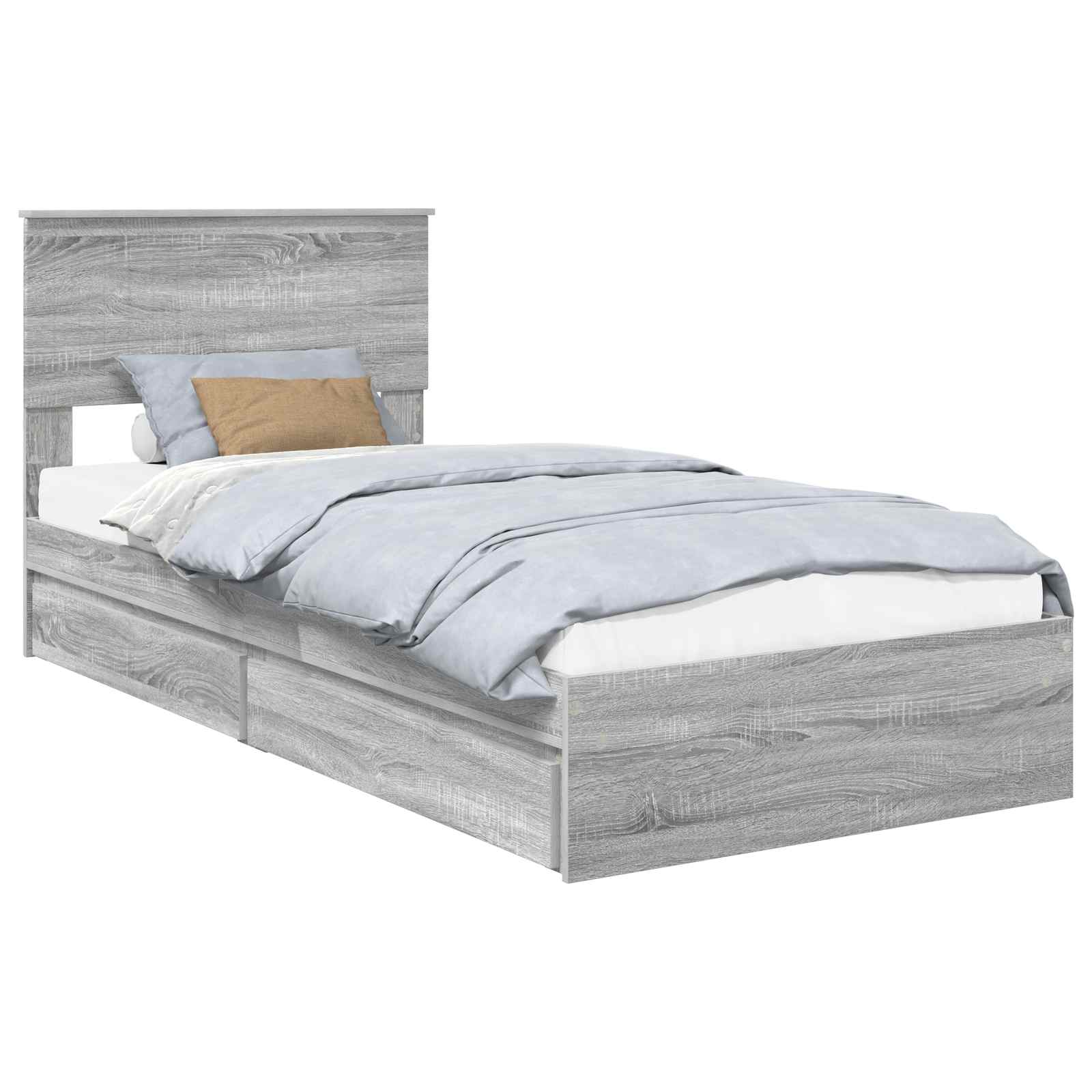 Lit de Rangement Gris Sonoma 90 x 190 cm Bois d'ingénierie - XIOS
