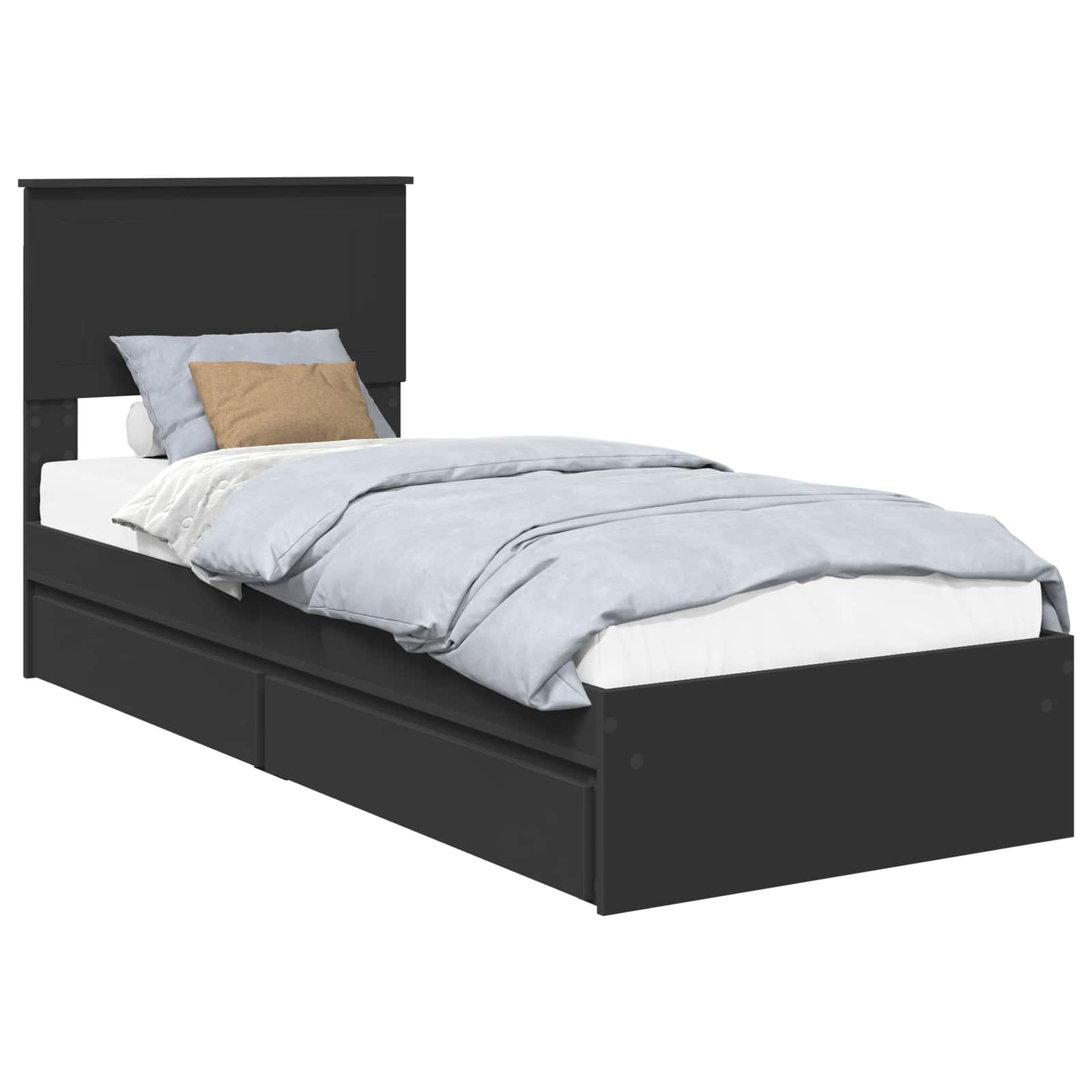Lit de Rangement avec tiroir Noir 75 x 190 cm Bois d'ingénierie - XIOS