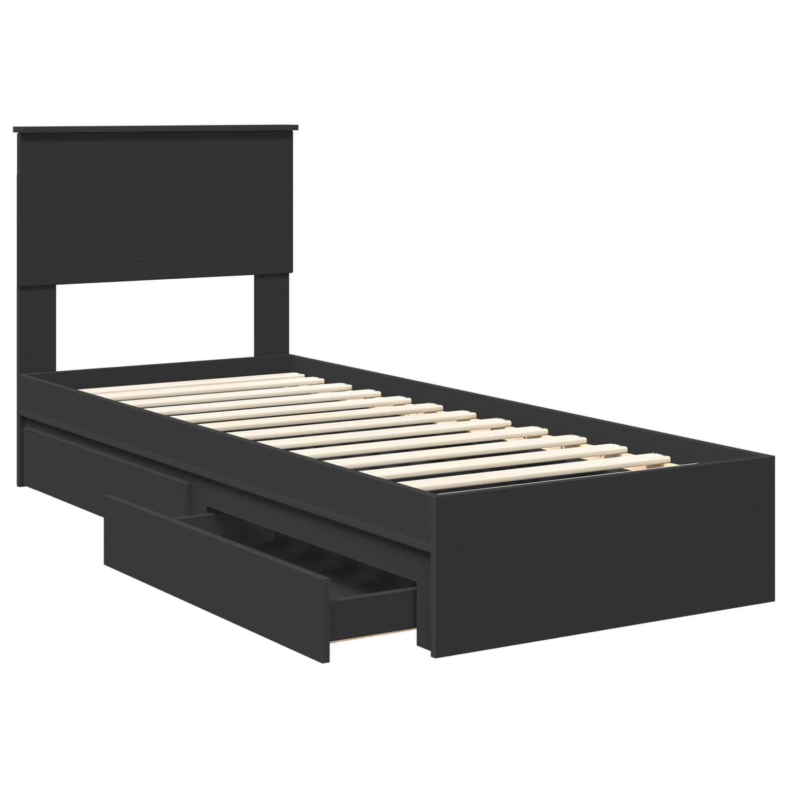Lit de Rangement avec tiroir Noir 75 x 190 cm Bois d'ingénierie - XIOS