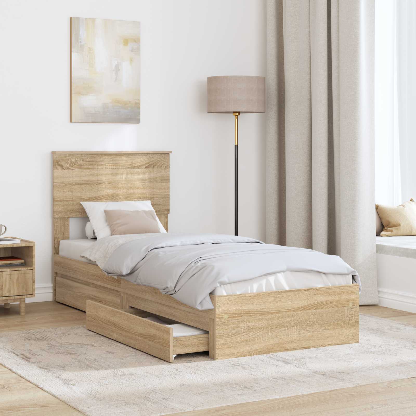 Lit de Rangement Chêne Sonoma 75 x 190 cm Bois d'ingénierie - XIOS