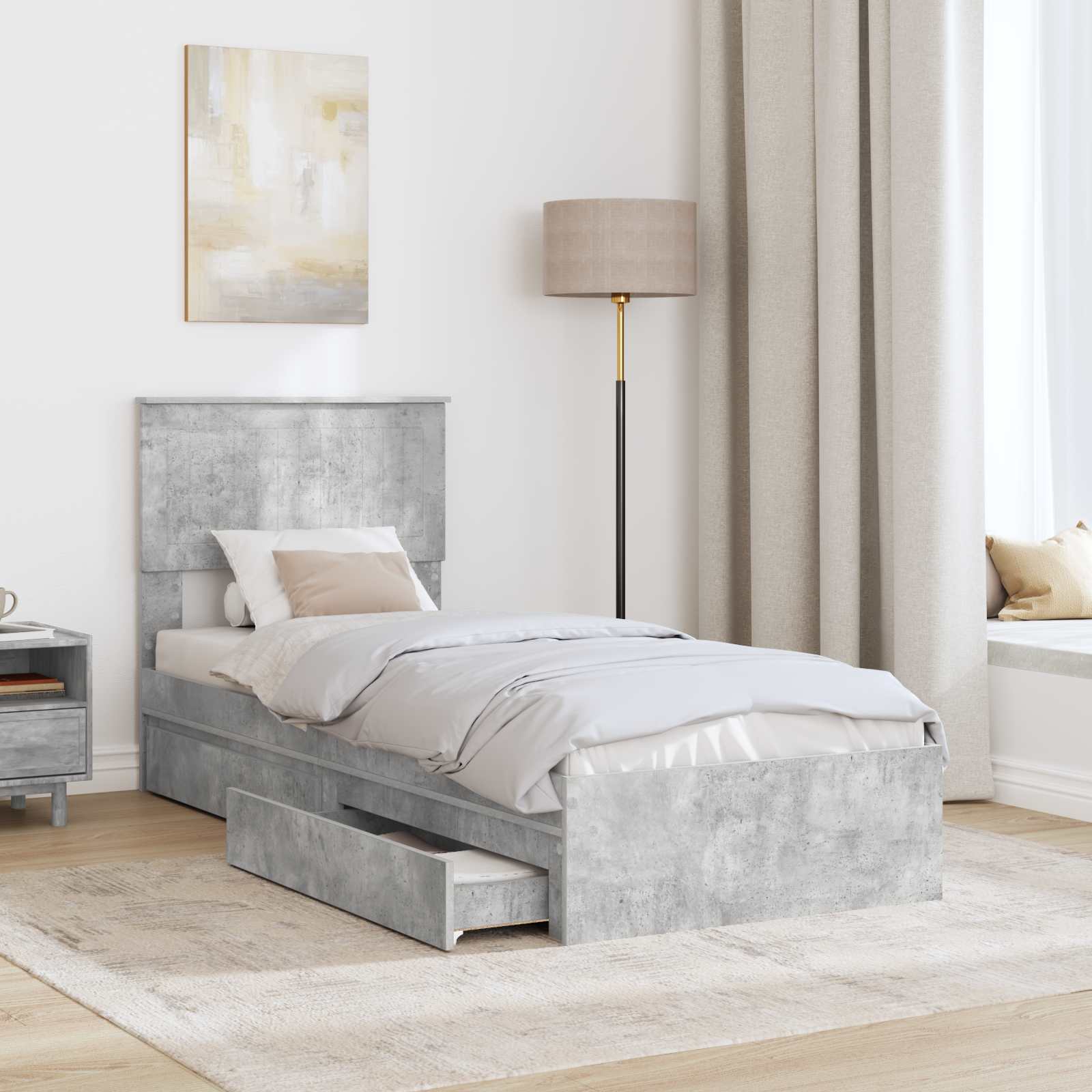 Lit de Rangement Gris béton 75 x 190 cm Bois d'ingénierie - XIOS